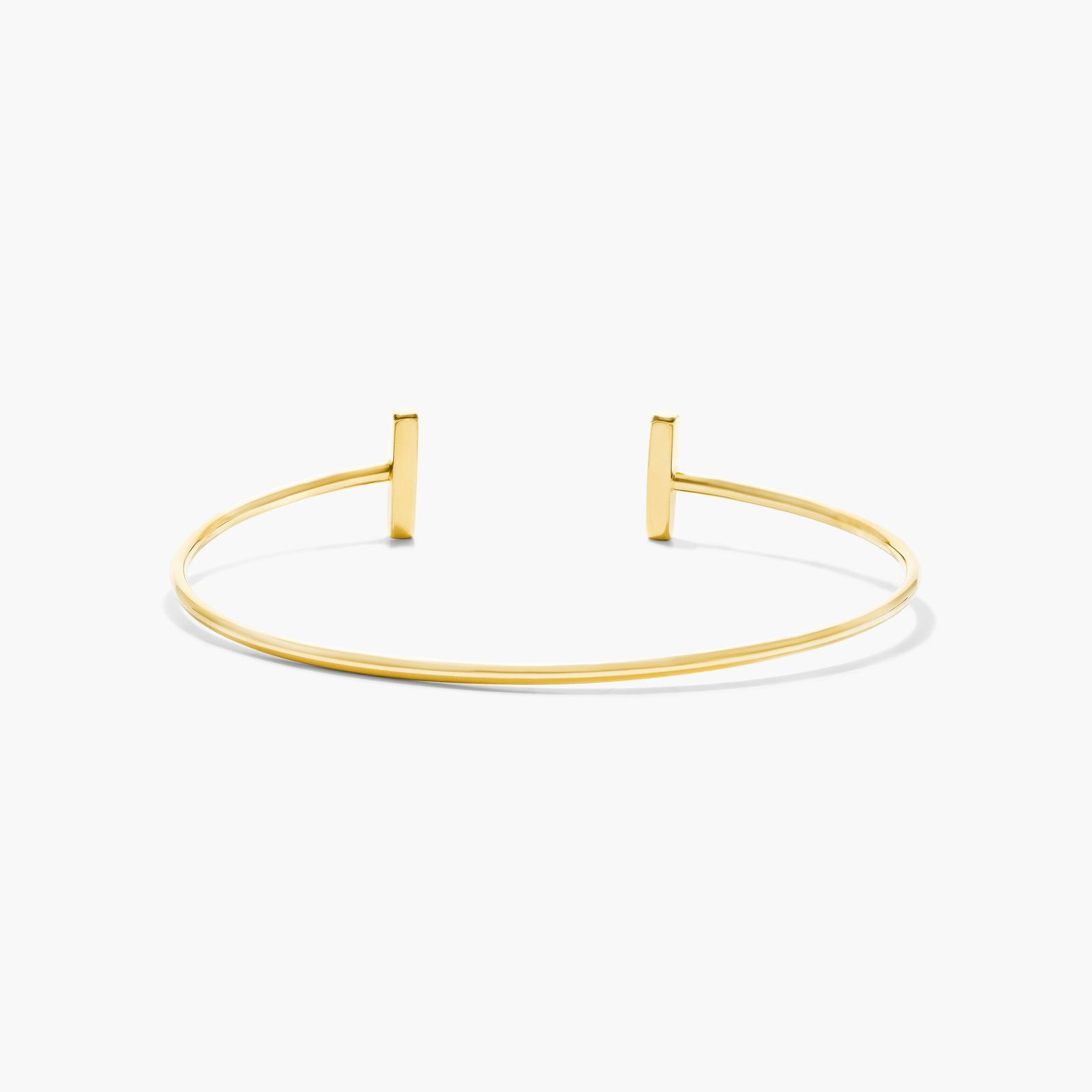 Staple Cuff Bangle In 14K Yellow Gold