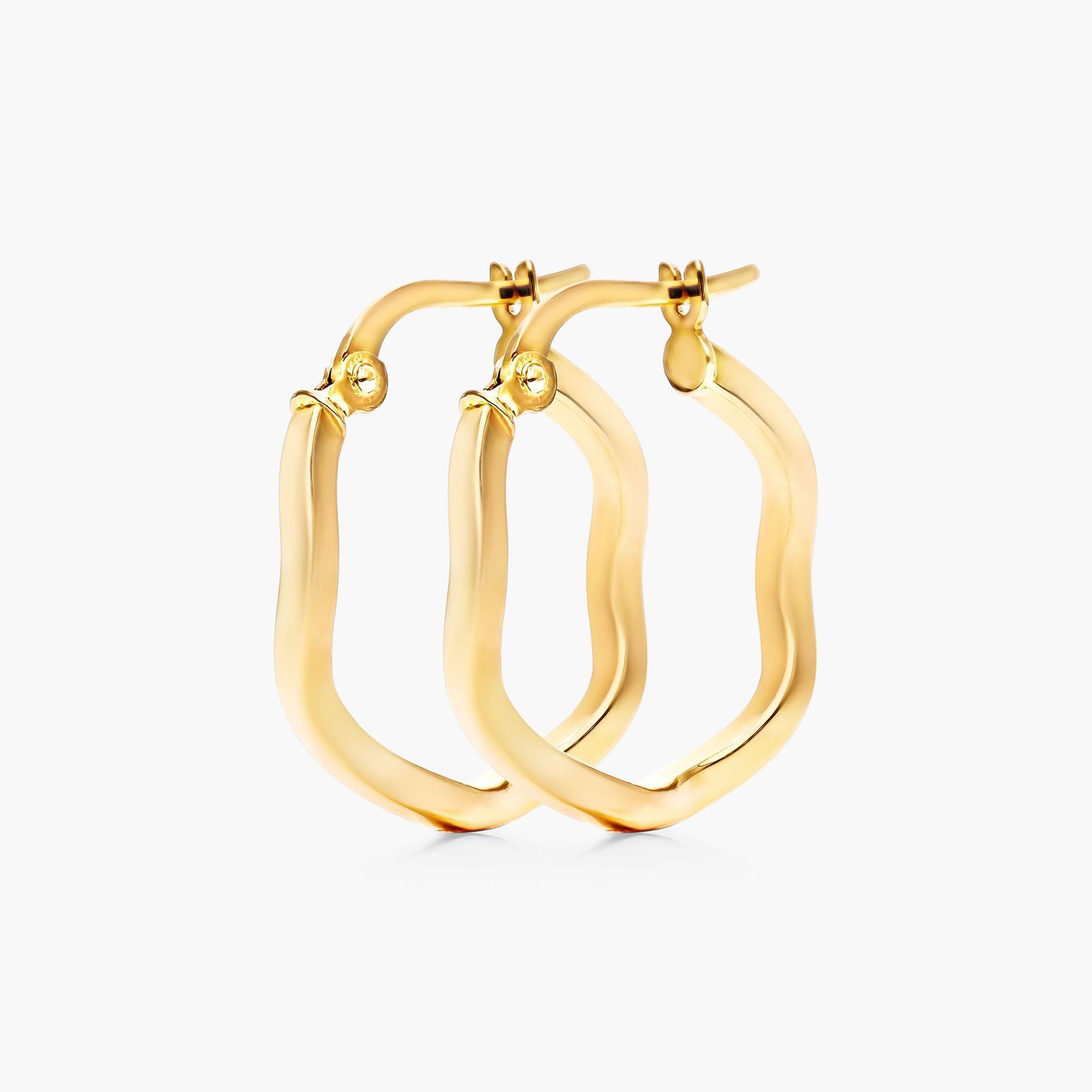 Wavy Hoop Earrings In 14K Yellow Gold