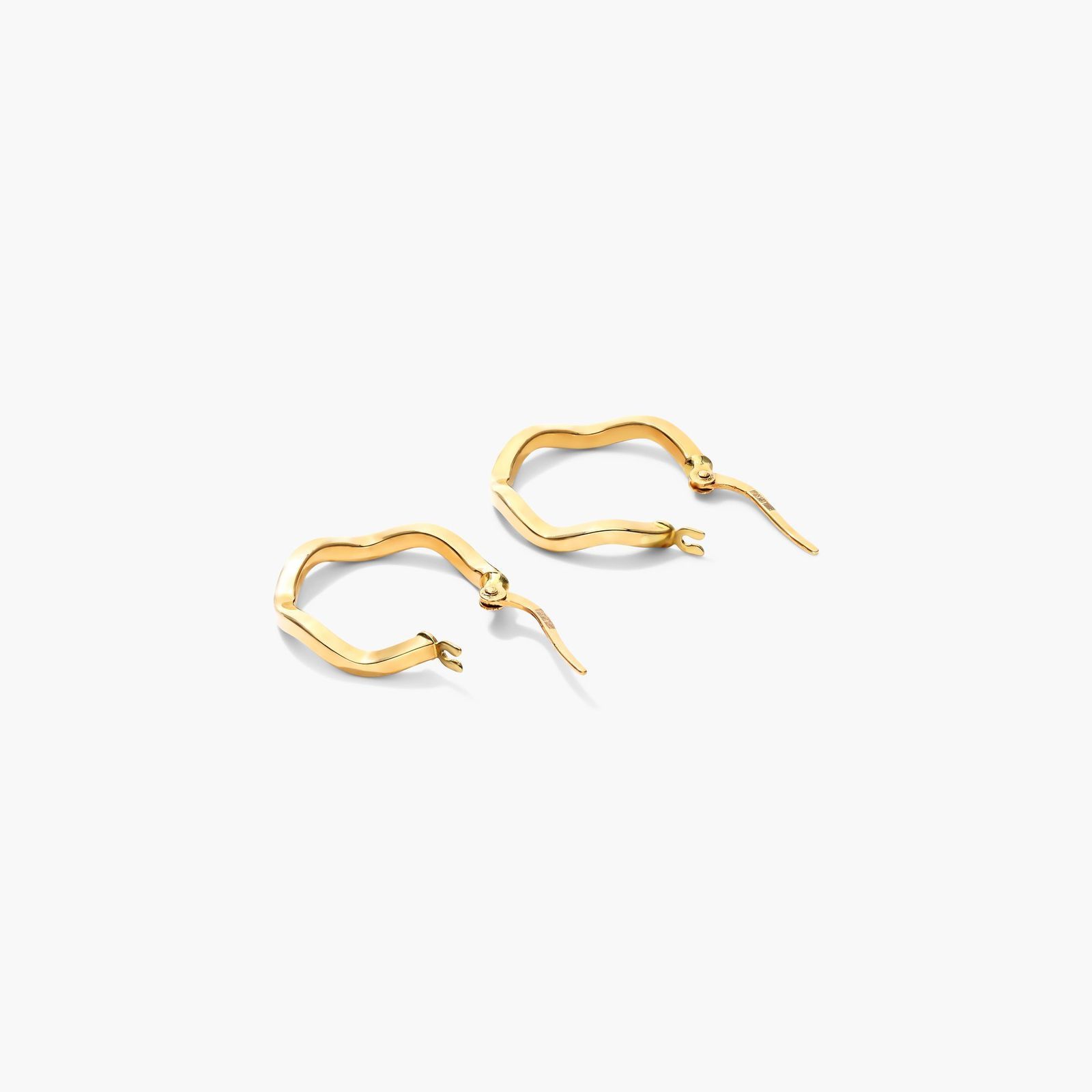 Wavy Hoop Earrings In 14K Yellow Gold