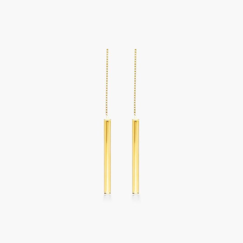 Bar Threader Earrings In 14K Yellow Gold