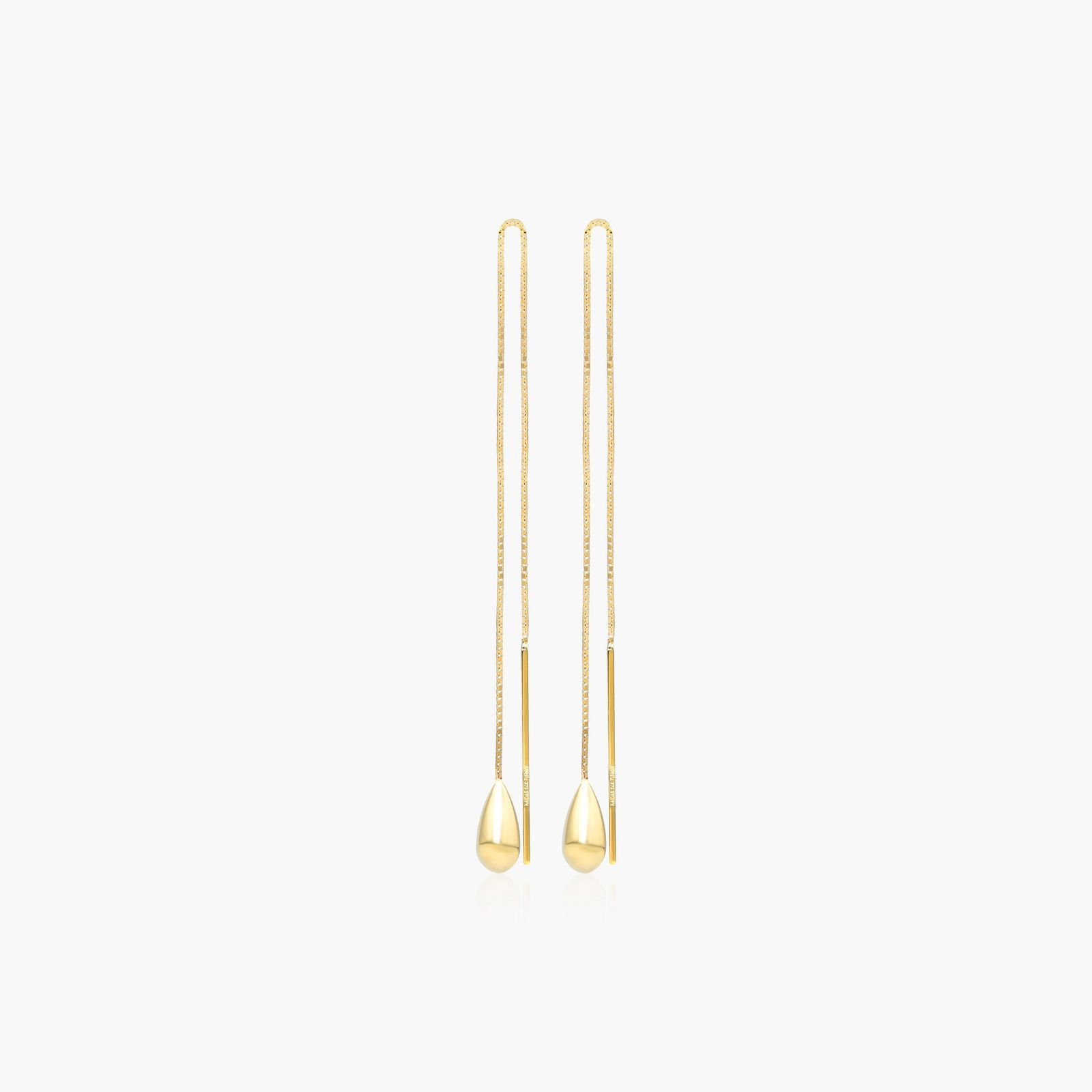 Teardrop Threader Earrings In 14K Yellow Gold
