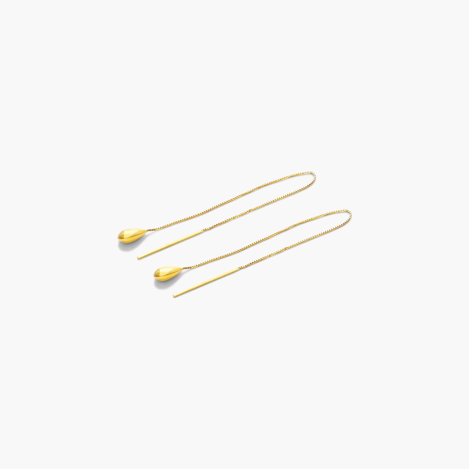 Teardrop Threader Earrings In 14K Yellow Gold