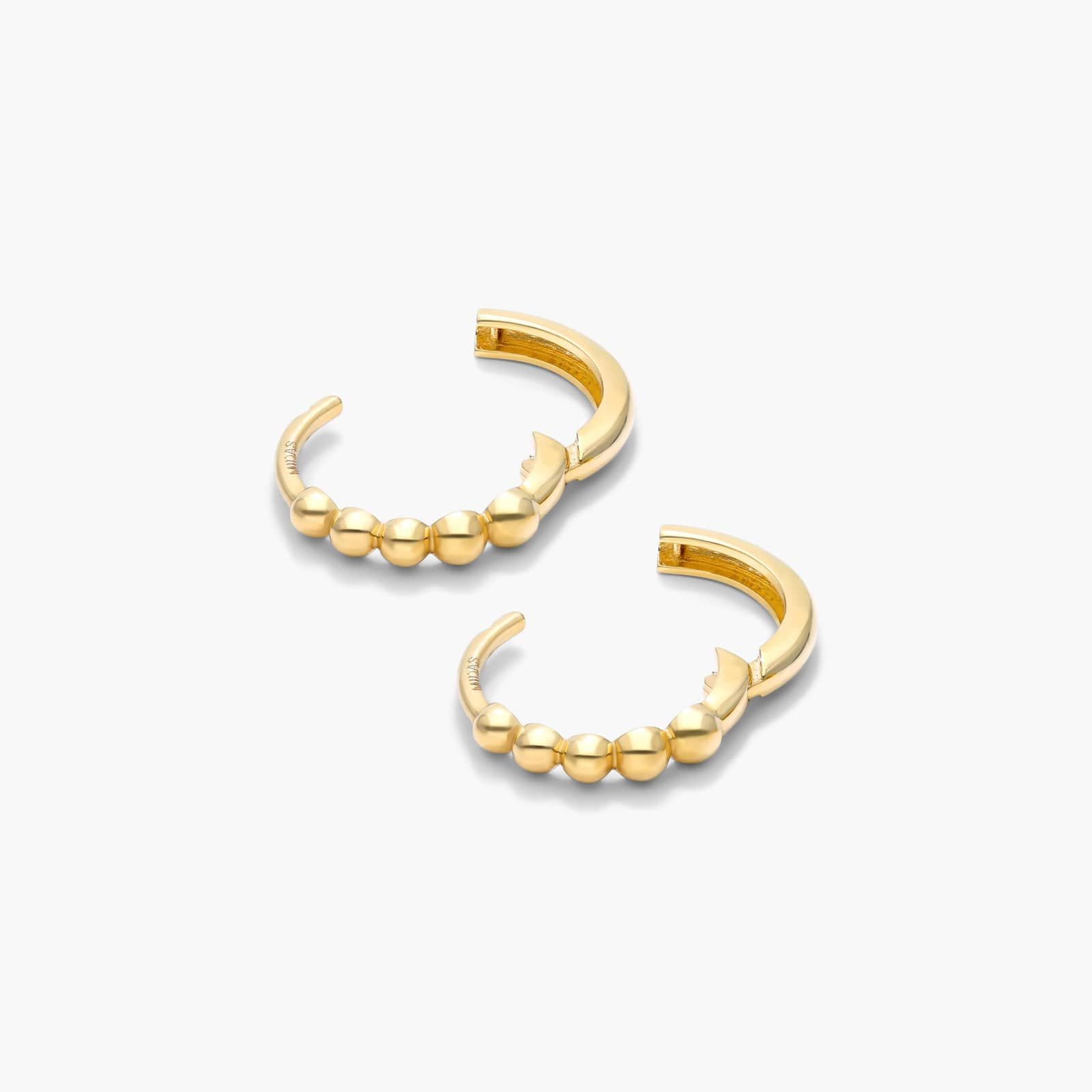 Beaded Huggie Hoop Earrings In 14K Yellow Gold