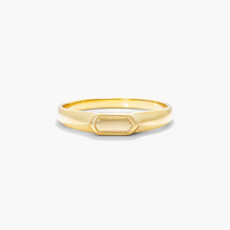 Hexagon Signet Ring In 14K Yellow Gold