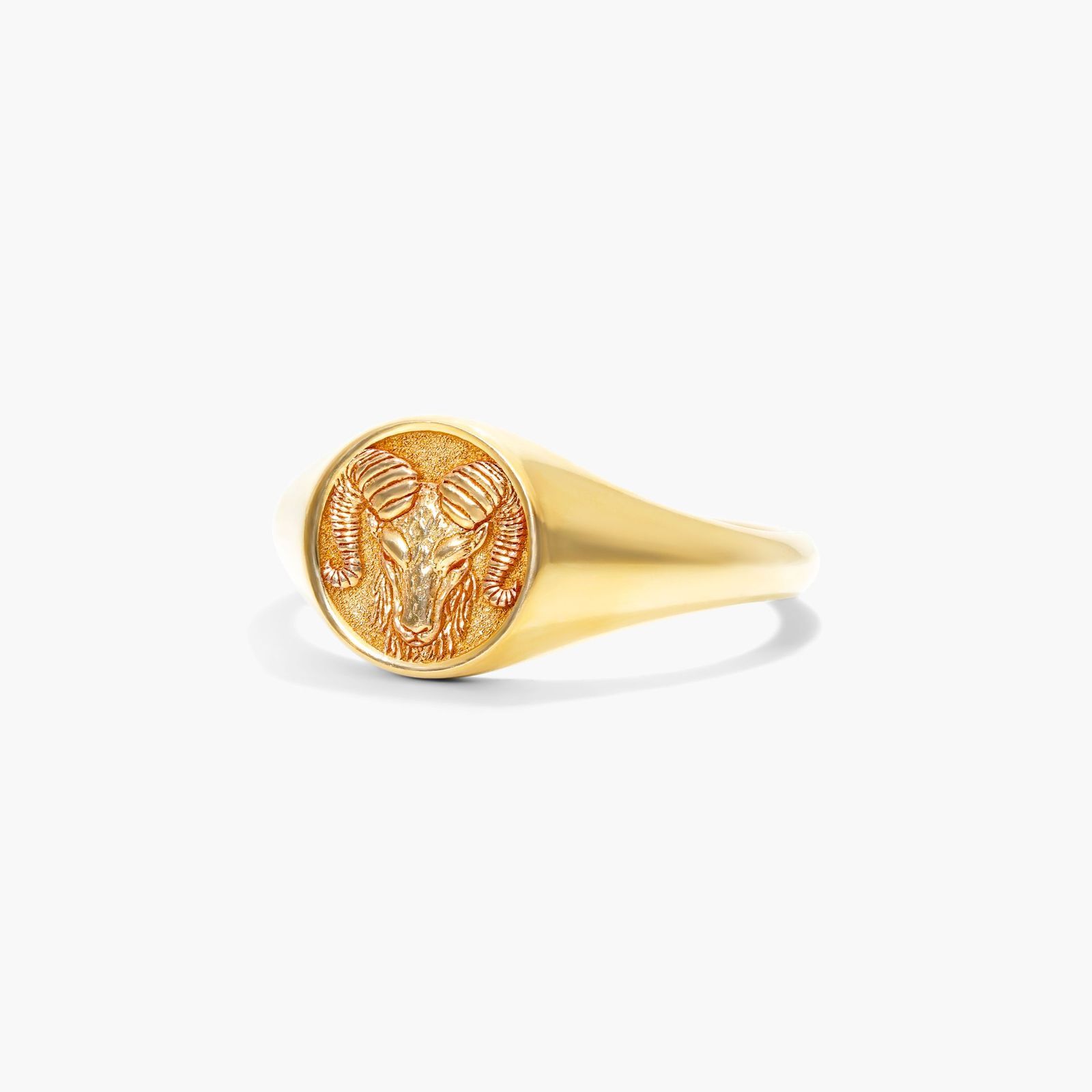 Aries Zodiac Signet Ring In 14K Yellow Gold
