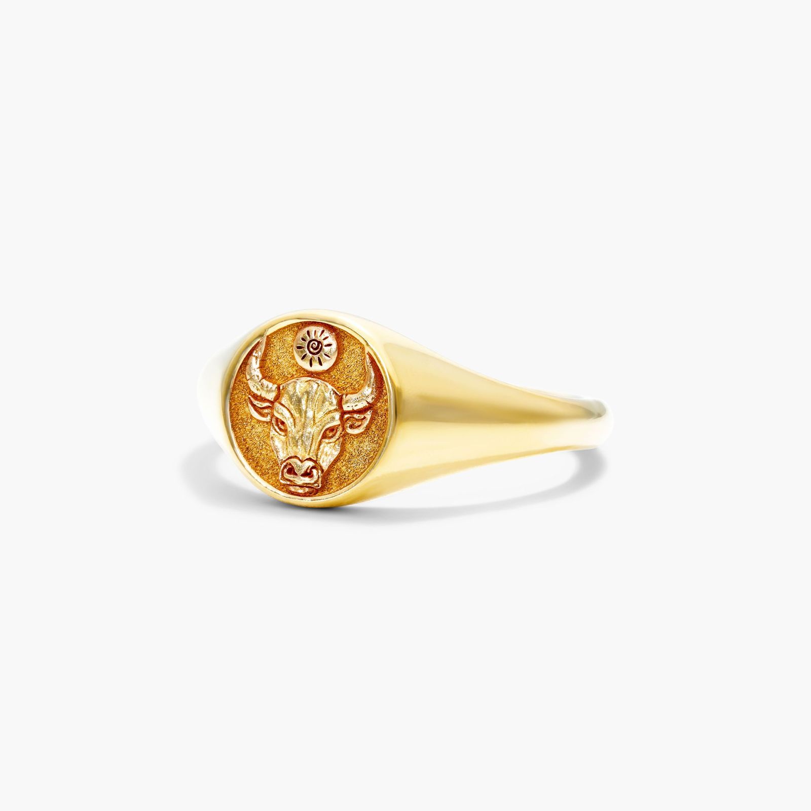 Taurus Zodiac Signet Ring In 14K Yellow Gold