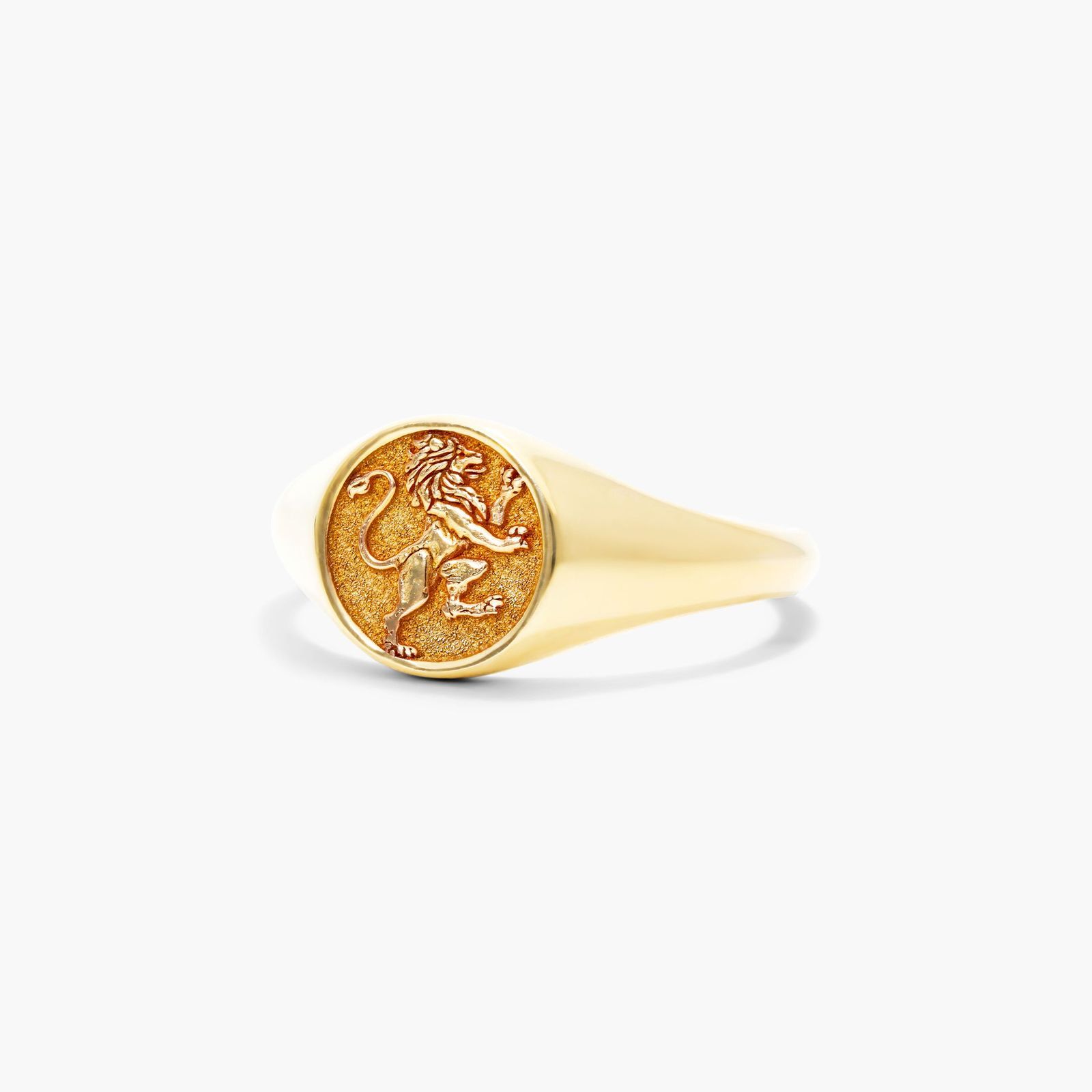 Leo Zodiac Signet Ring In 14K Yellow Gold
