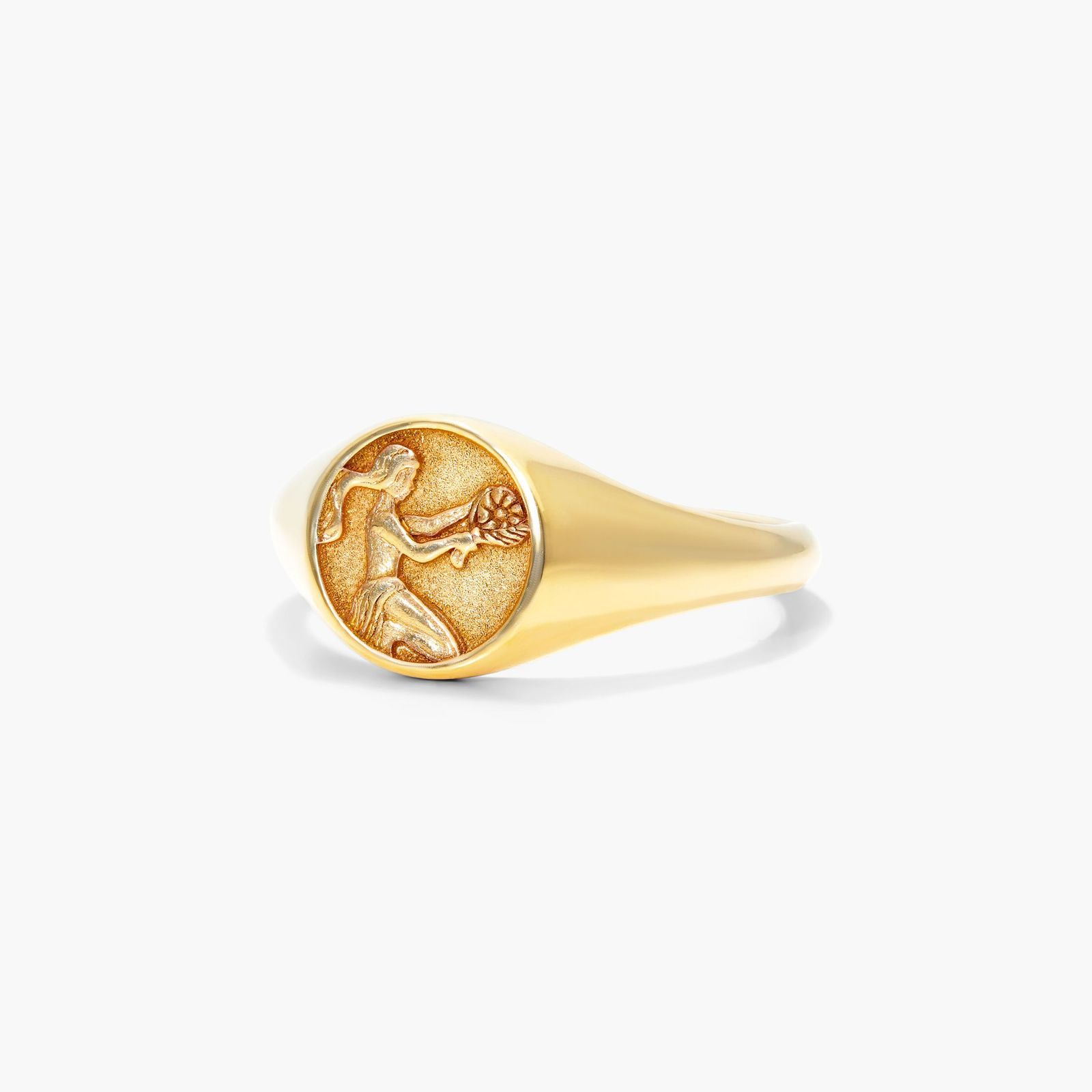Virgo Zodiac Signet Ring In 14K Yellow Gold