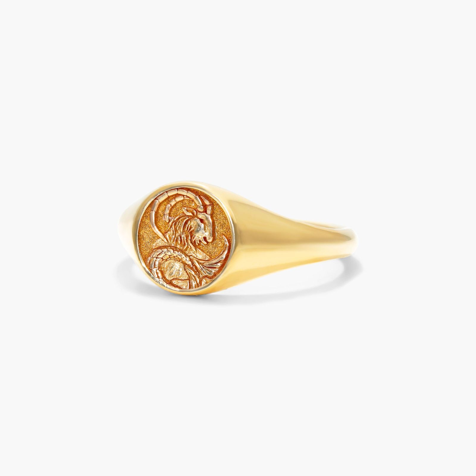 Capricorn Zodiac Signet Ring In 14K Yellow Gold