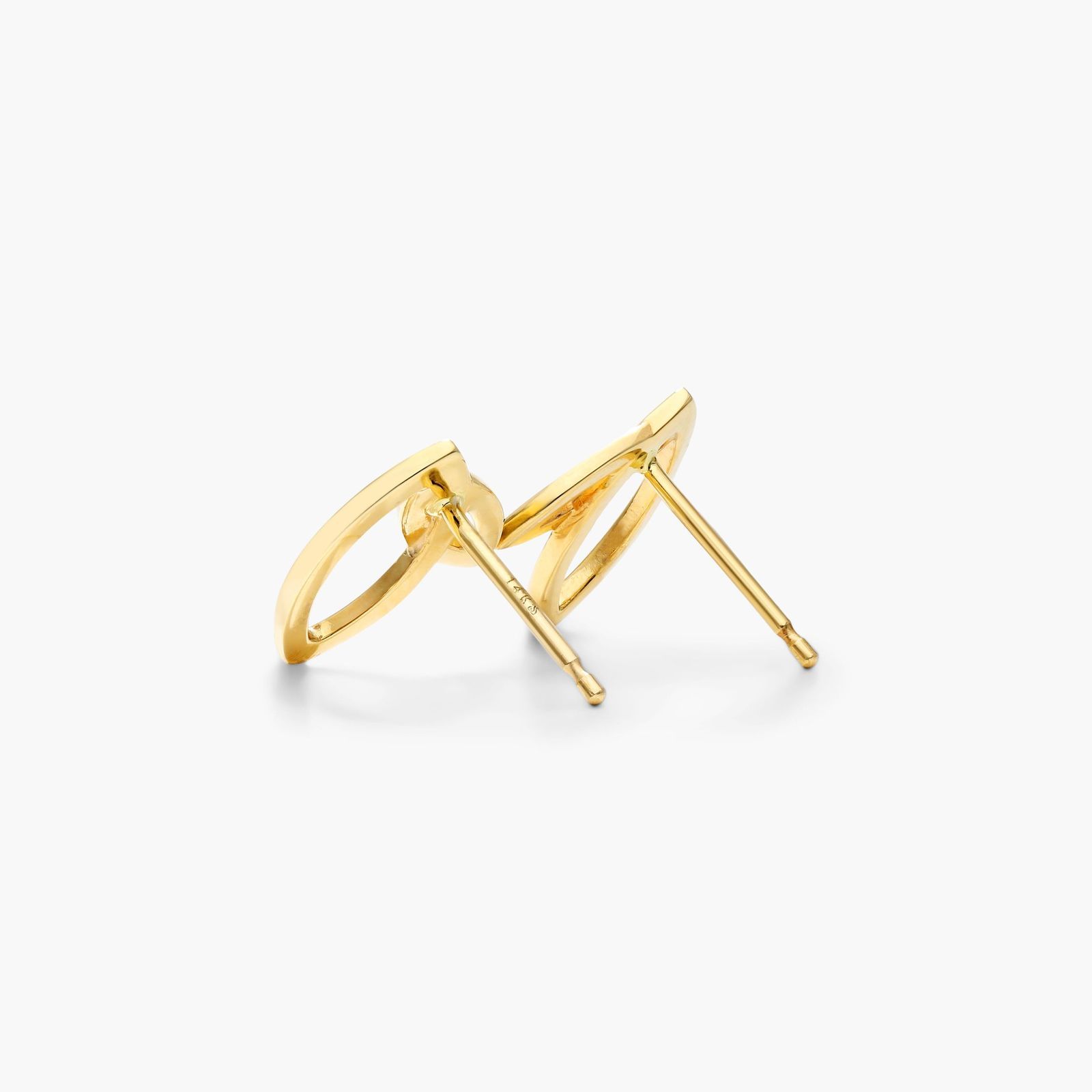 Double Leaf Stud Earrings In 14K Yellow Gold