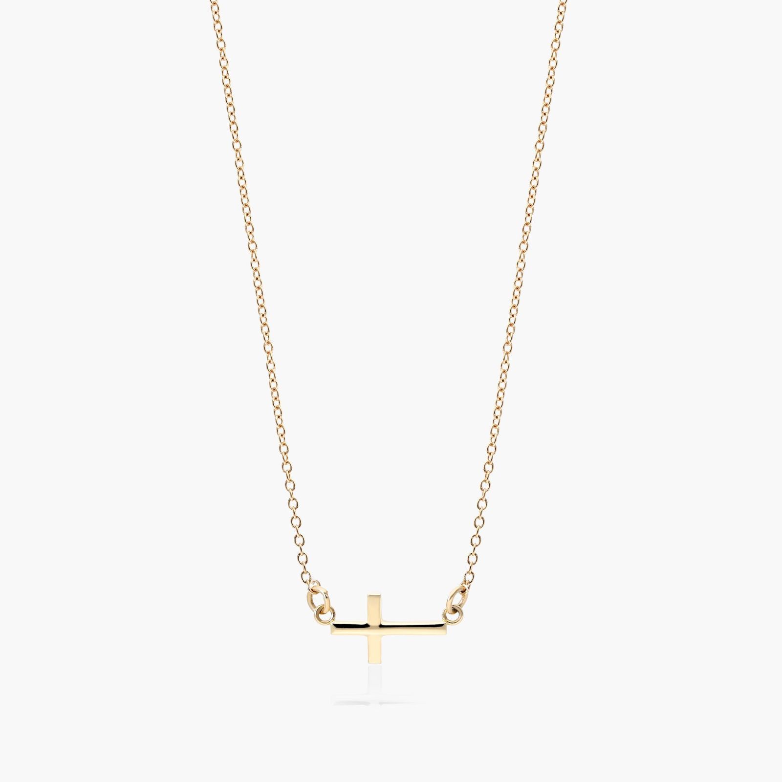 Silveristic Solid Gold Sideways Cross Necklace Sideways Letter