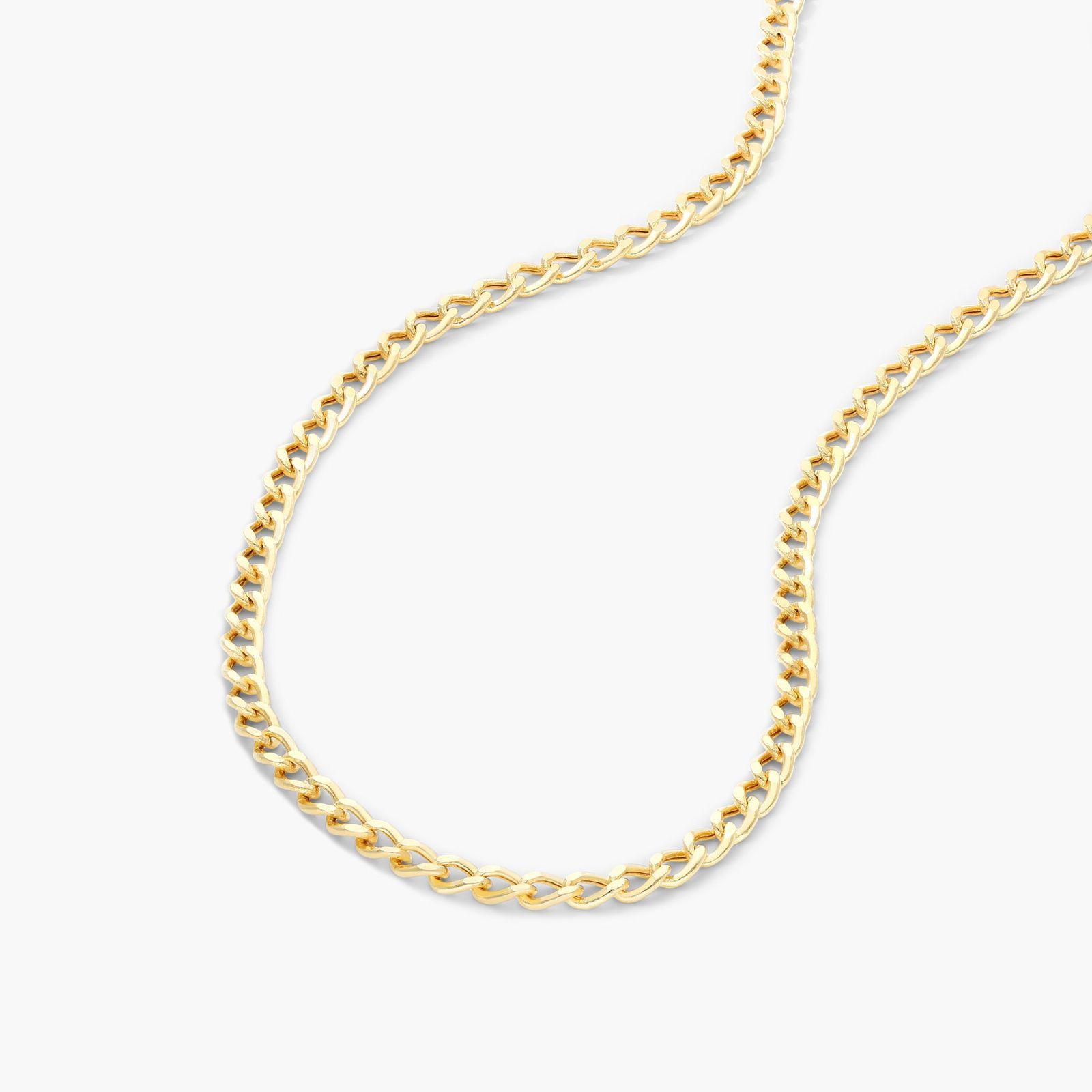 14K Yellow Gold 2.7mm Curb Chain Choker Necklace