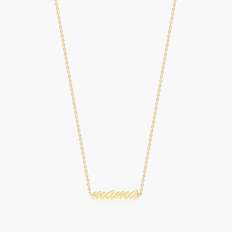 14K Yellow Gold Script Mama Necklace