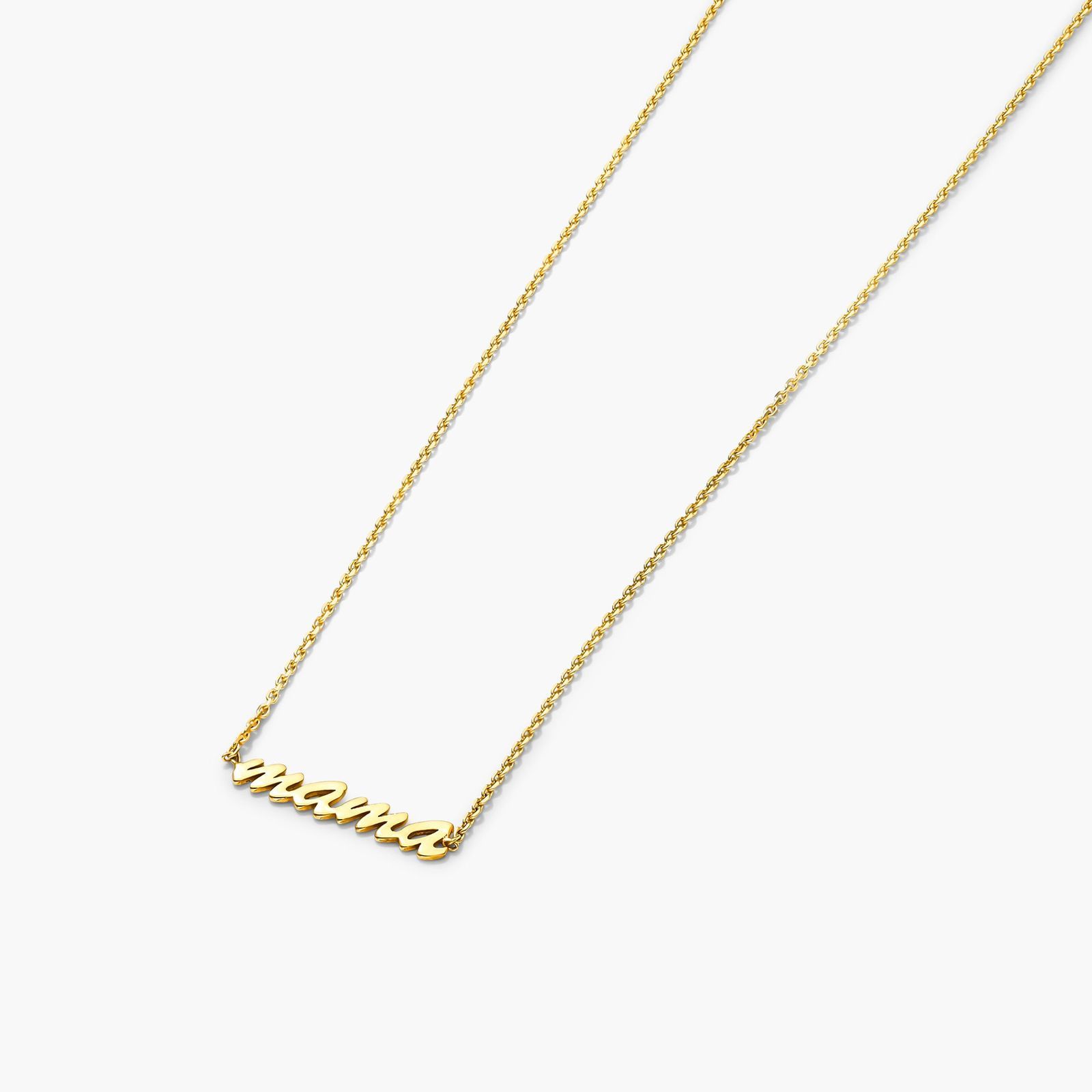 14K Yellow Gold Script Mama Necklace