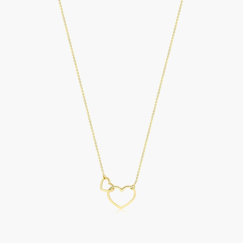 14K Yellow Gold Interlocking Hearts Necklace