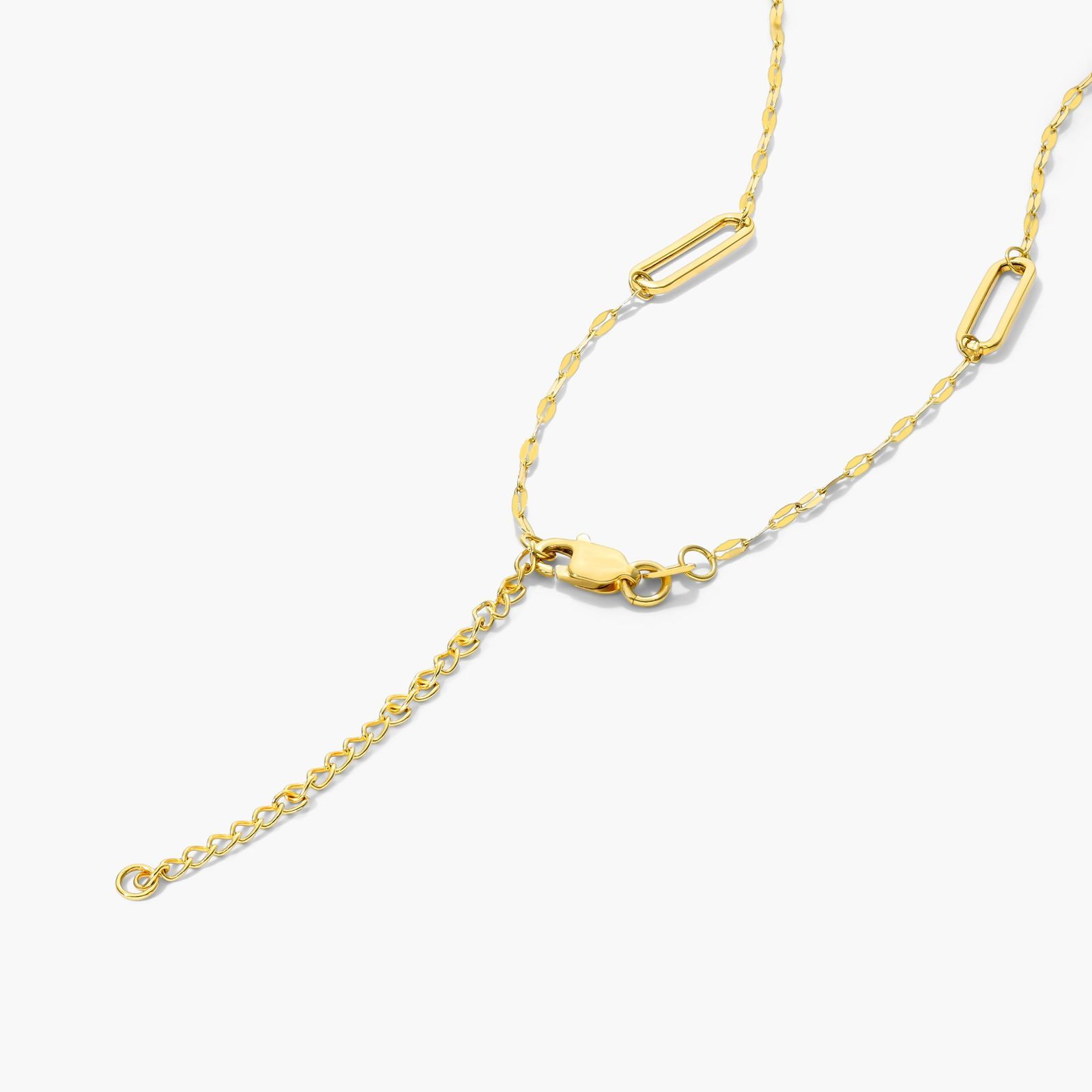 14K Yellow Gold Open Oval Link Stations Necklace