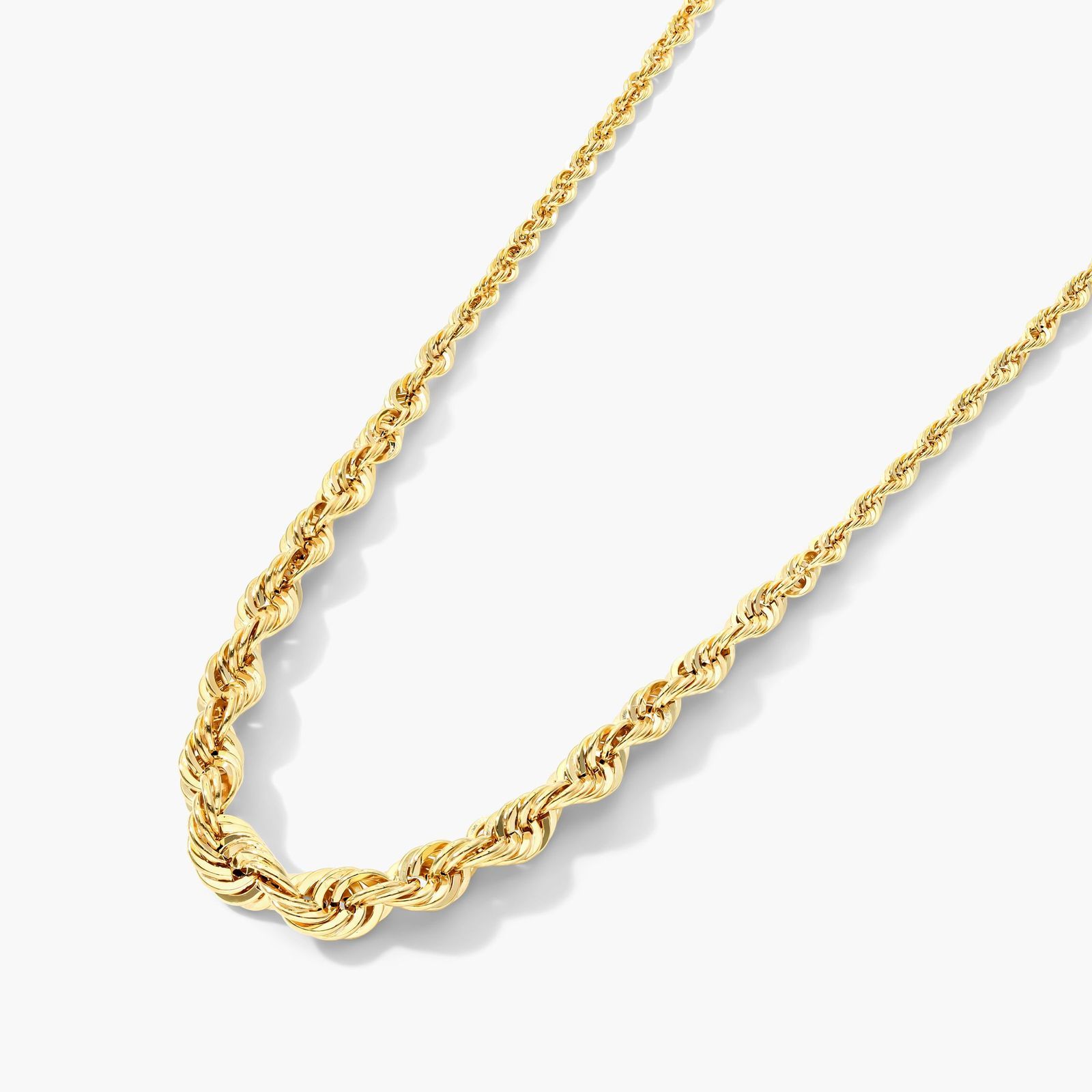 14K Yellow Gold Statement Graduated Rope Chain Necklace