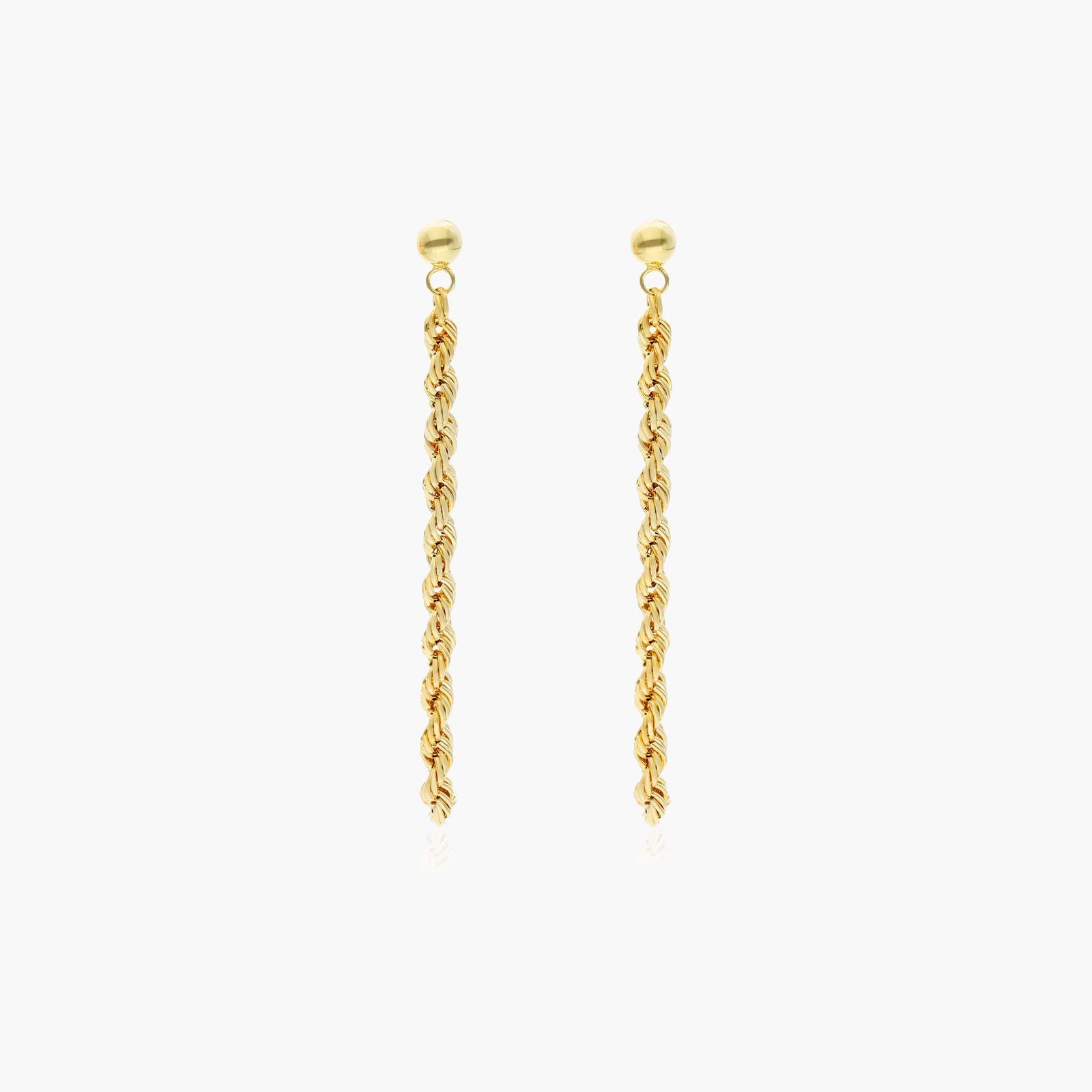 Front To Back Rope Chain Earrings In 14K Yellow Gold-95166y14