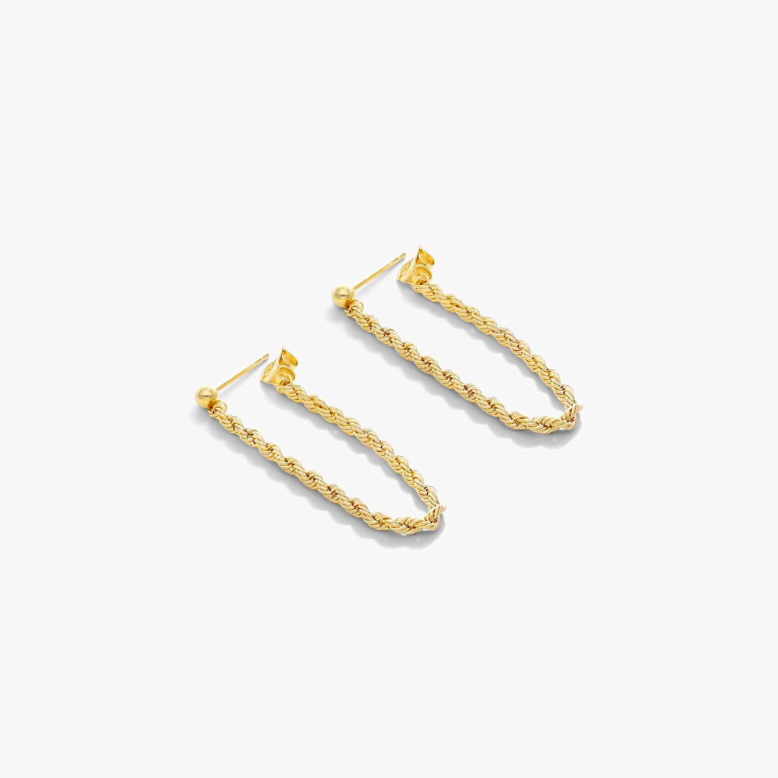 Front To Back Rope Chain Earrings In 14K Yellow Gold