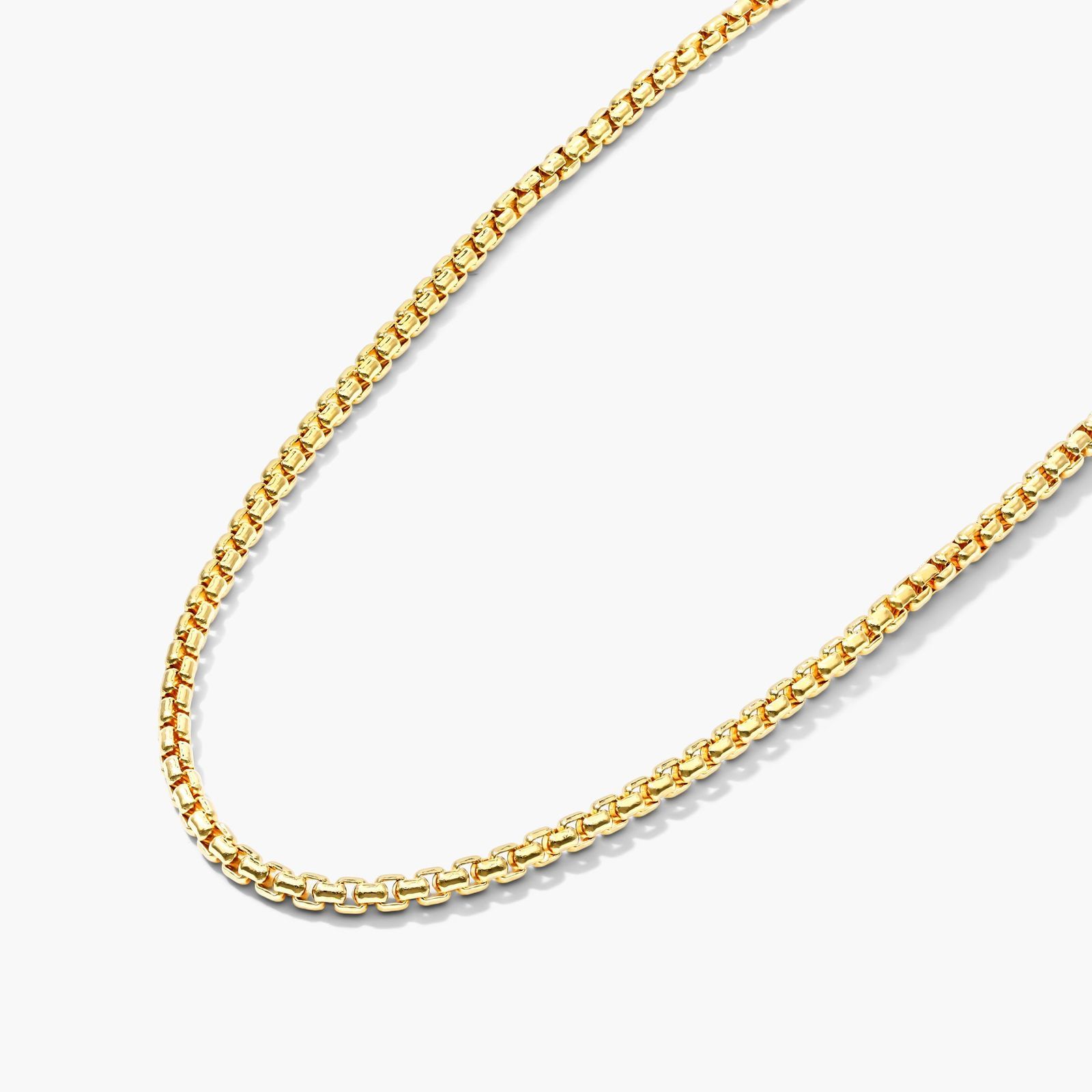 14K Yellow Gold 2.6mm Solid Round Box Chain Necklace