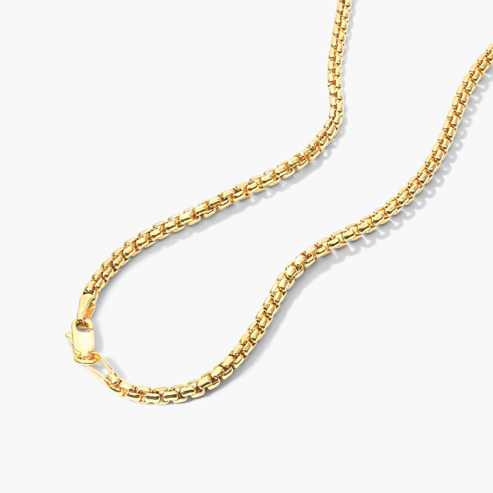 14K Yellow Gold 2.6mm Solid Round Box Chain Necklace