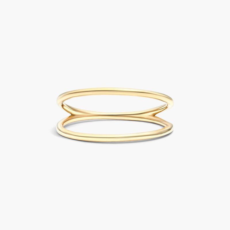 Double Row Open Wire Ring In 14K Yellow Gold