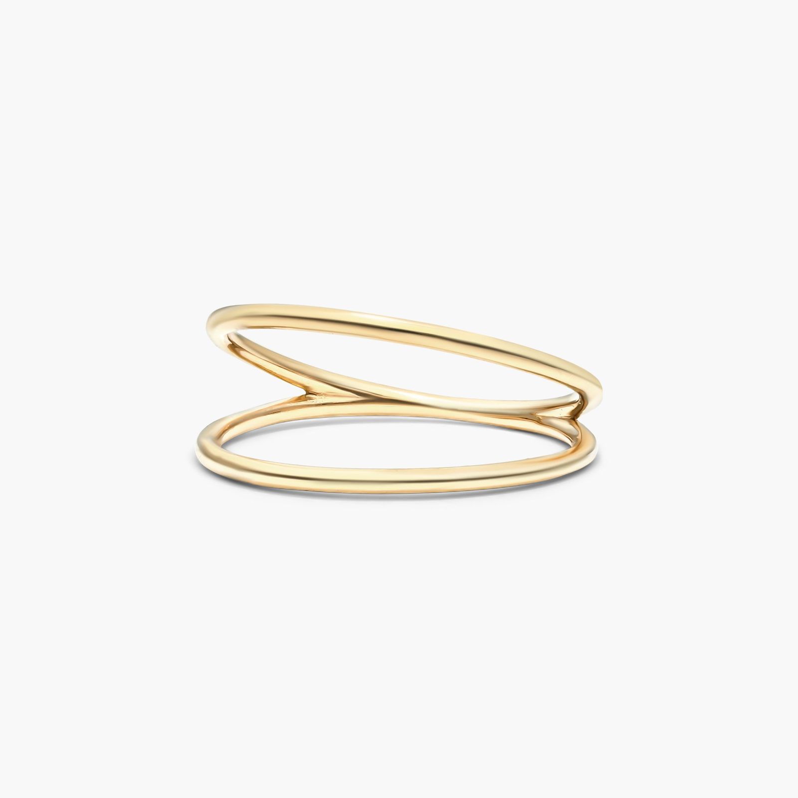 Double Row Open Wire Ring In 14K Yellow Gold