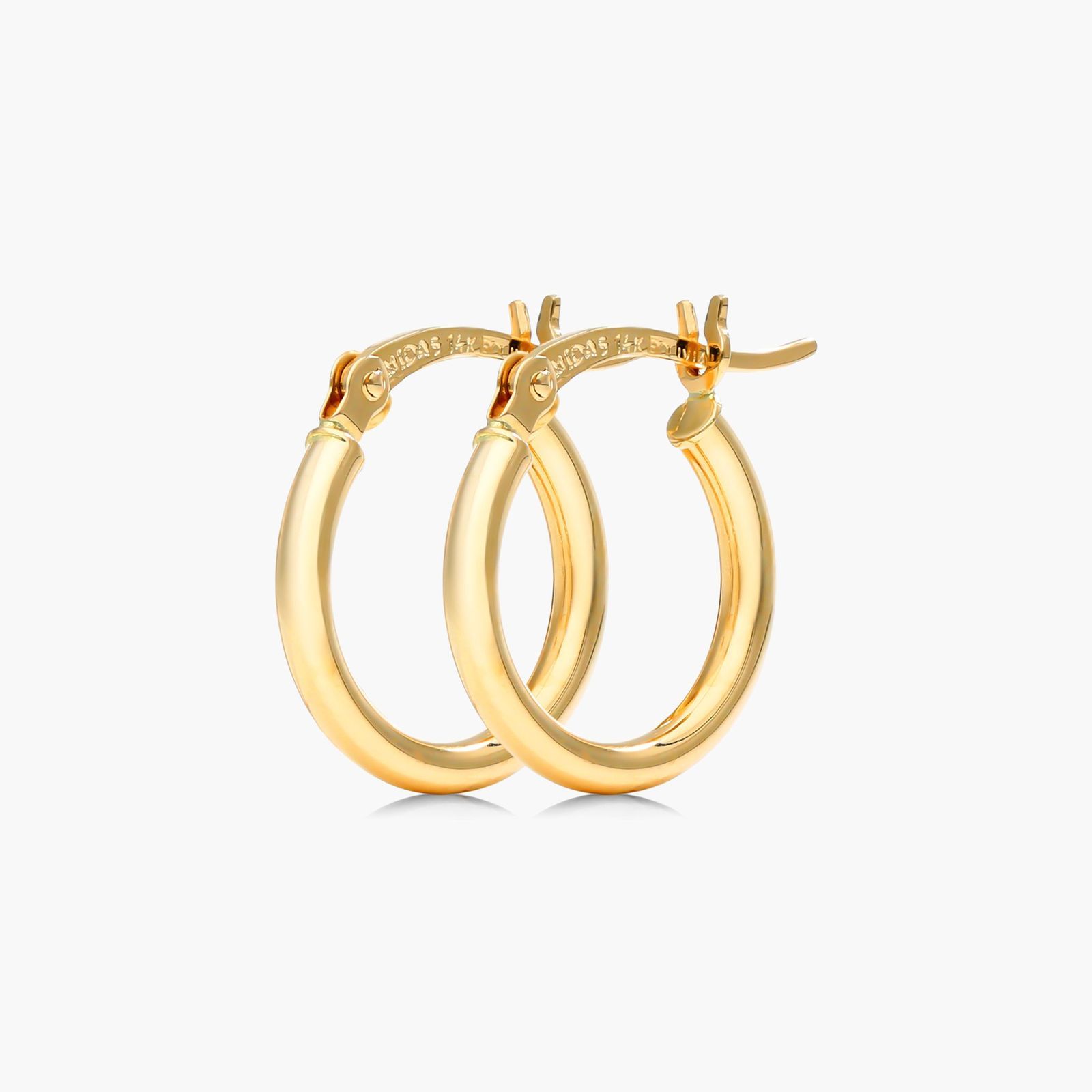 Standard Tube Hoop Earrings In 14K Yellow Gold