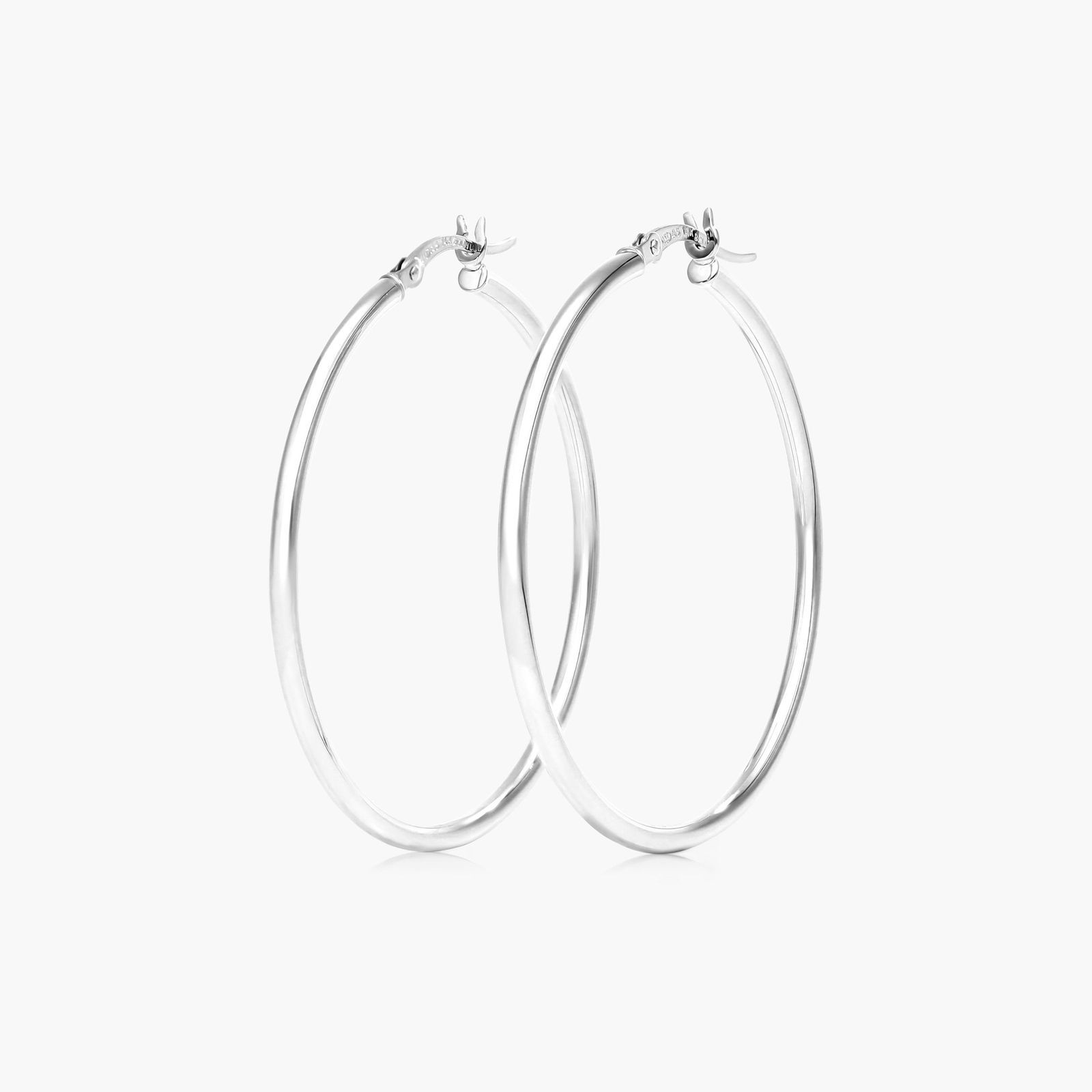 Standard Tube Hoop Earrings In 14K White Gold