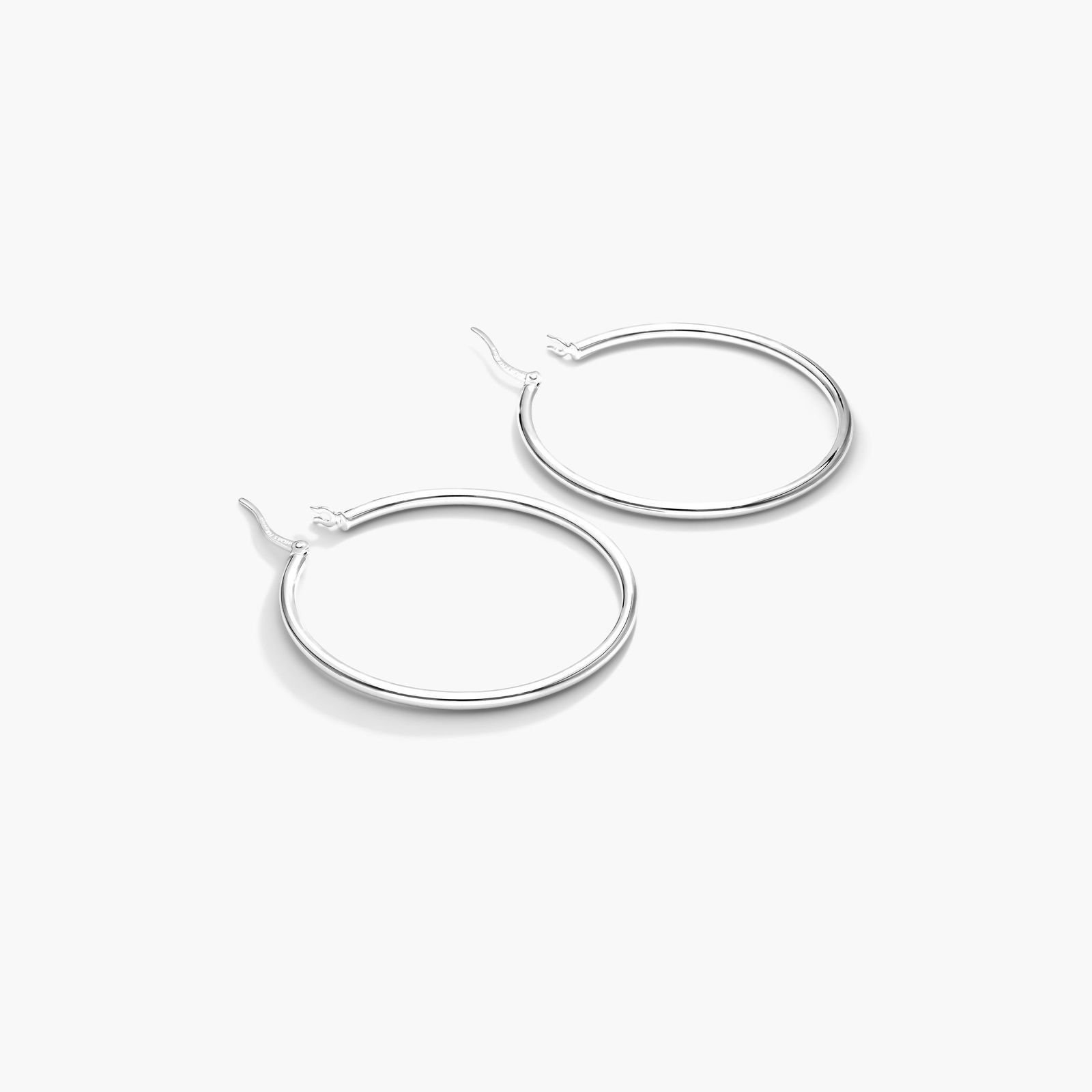 Standard Tube Hoop Earrings In 14K White Gold