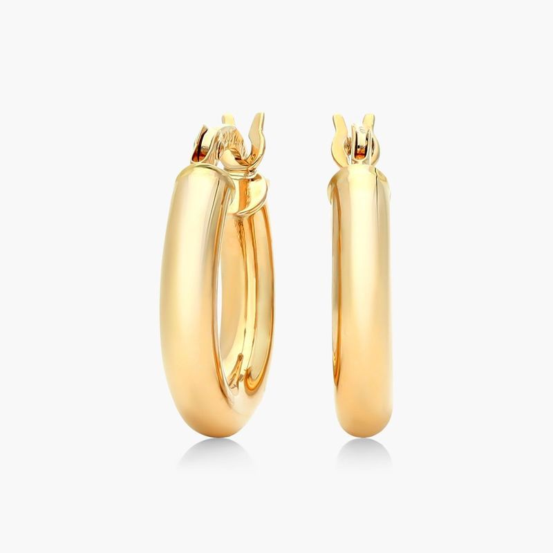 Bold Tube Hoop Earrings In 14K Yellow Gold