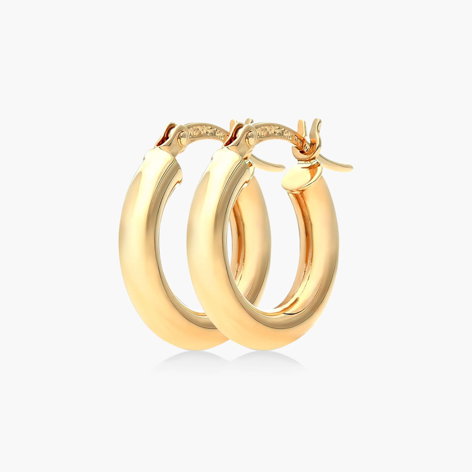 Bold Tube Hoop Earrings In 14K Yellow Gold