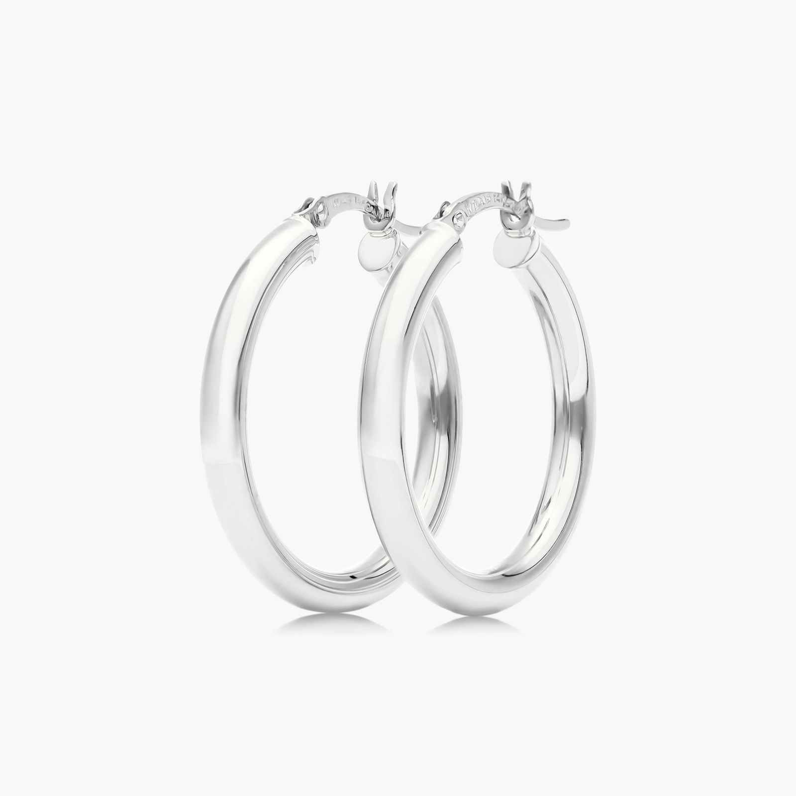 Bold Tube Hoop Earrings In 14K White Gold