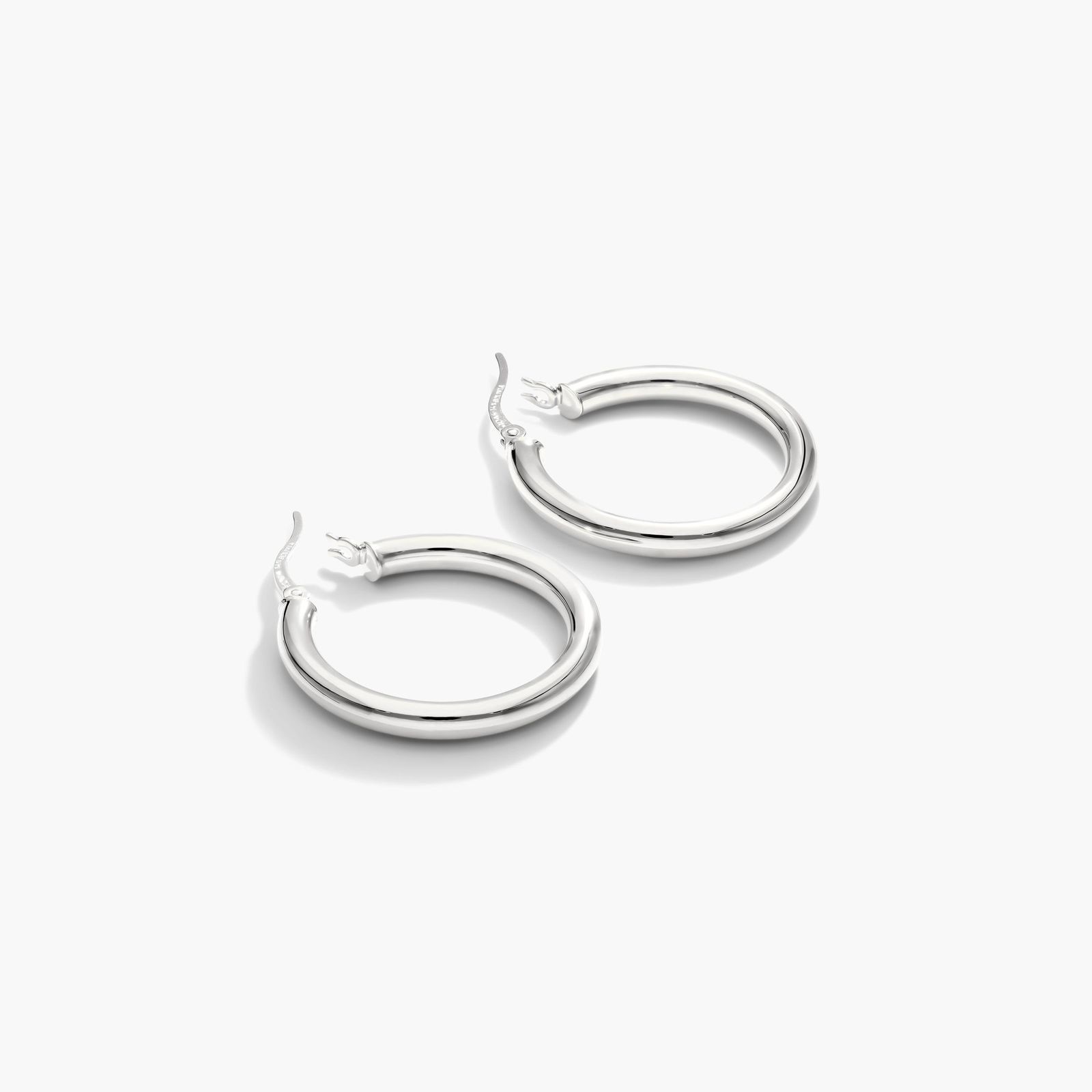 Bold Tube Hoop Earrings In 14K White Gold