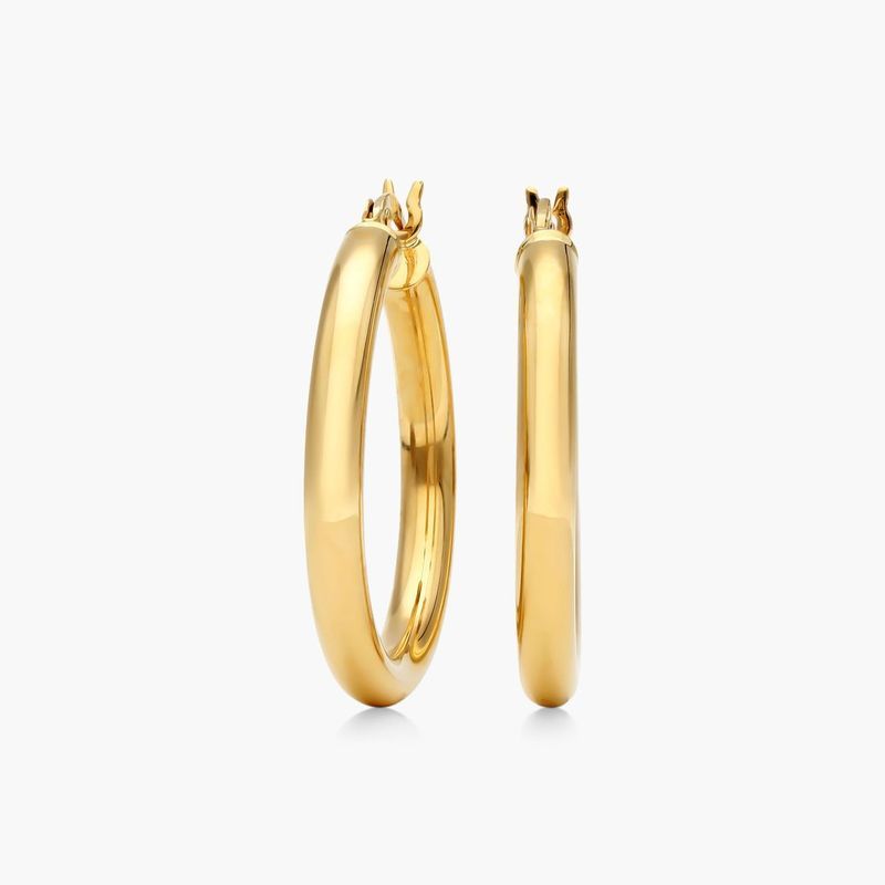 Bold Tube Hoop Earrings In 14K Yellow Gold
