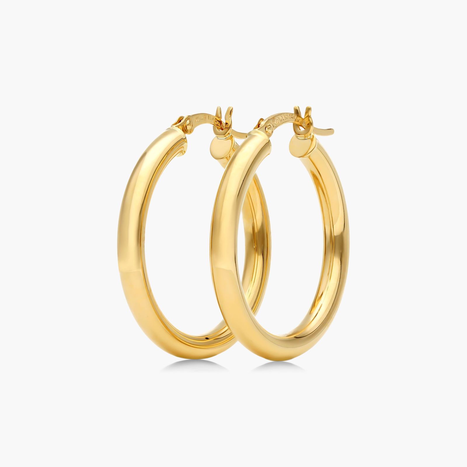 Bold Tube Hoop Earrings In 14K Yellow Gold