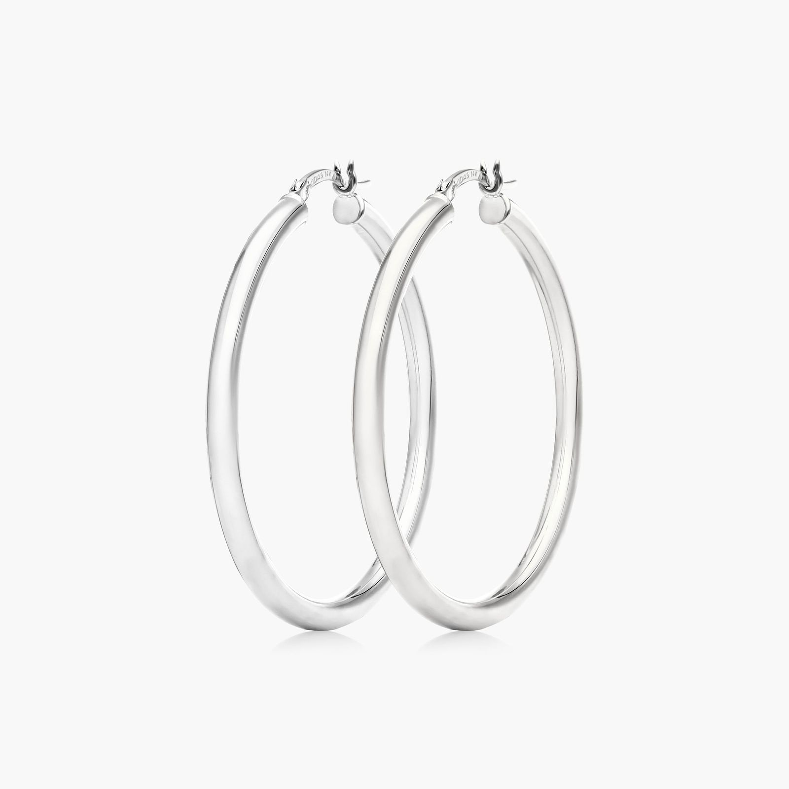 Bold Tube Hoop Earrings In 14K White Gold