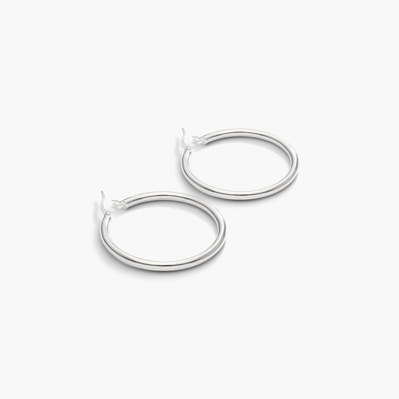 Bold Tube Hoop Earrings In 14K White Gold