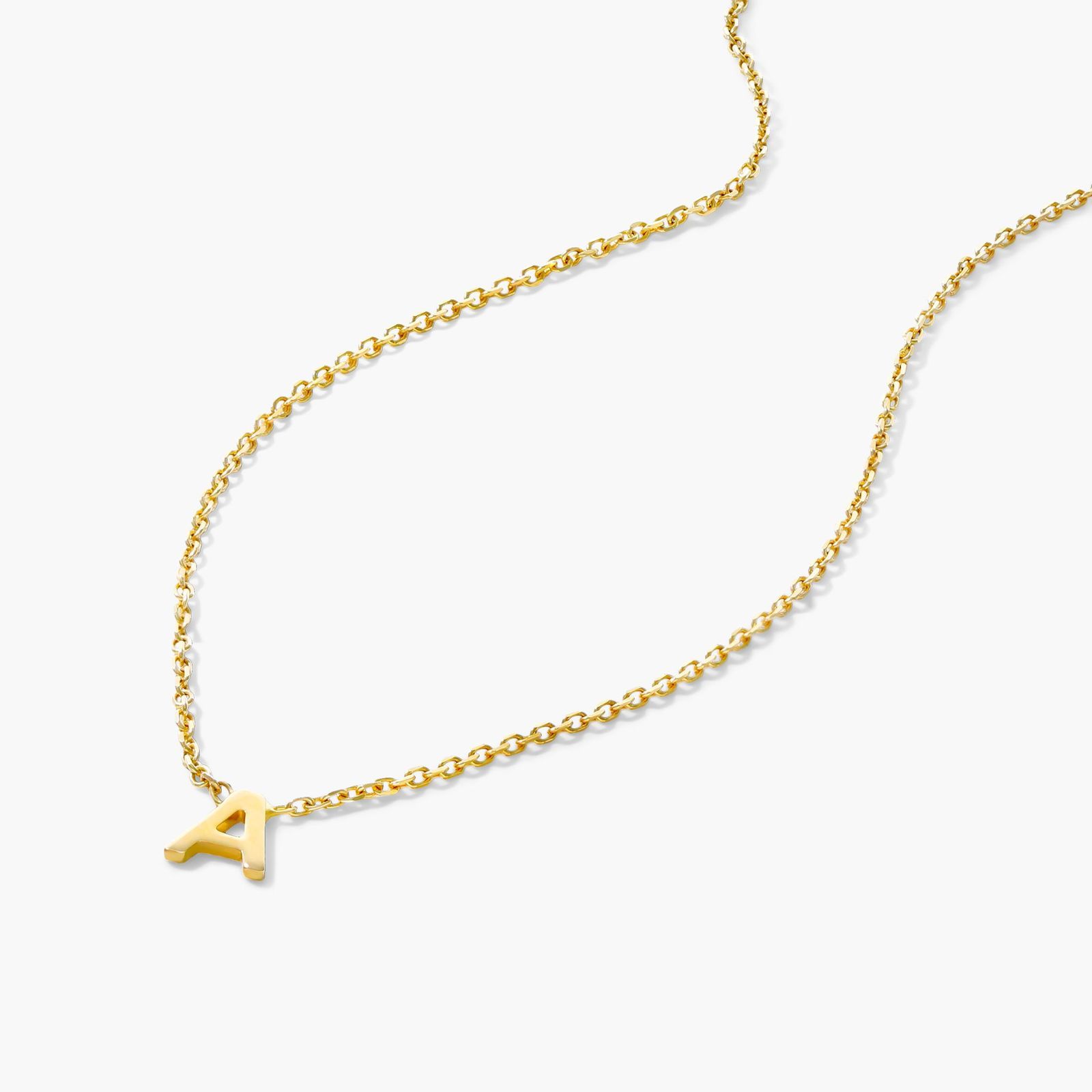 14K Yellow Gold Mini Initial A Necklace