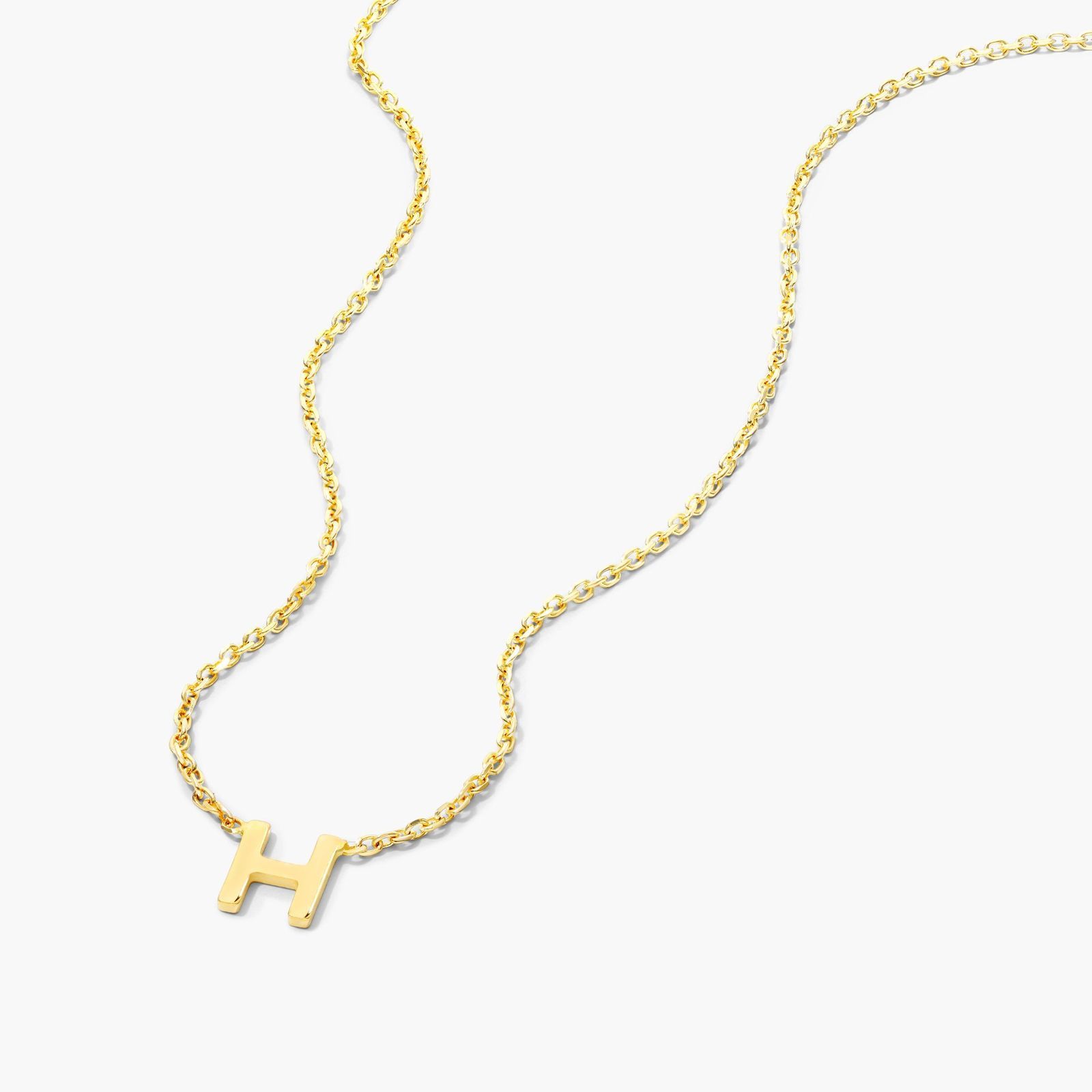 14K Yellow Gold Mini Initial H Necklace