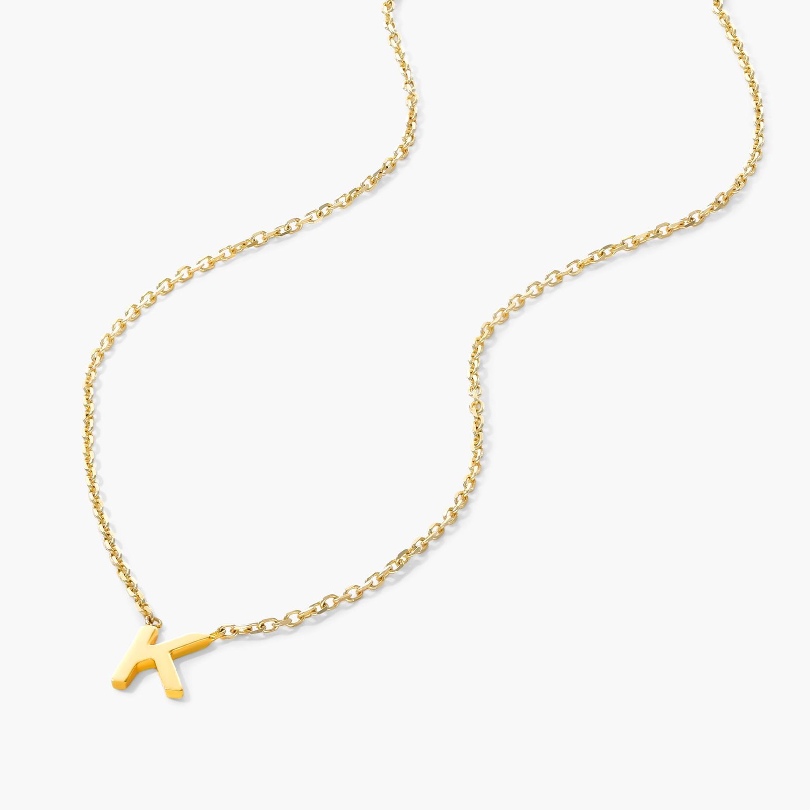 14K Yellow Gold Mini Initial K Necklace
