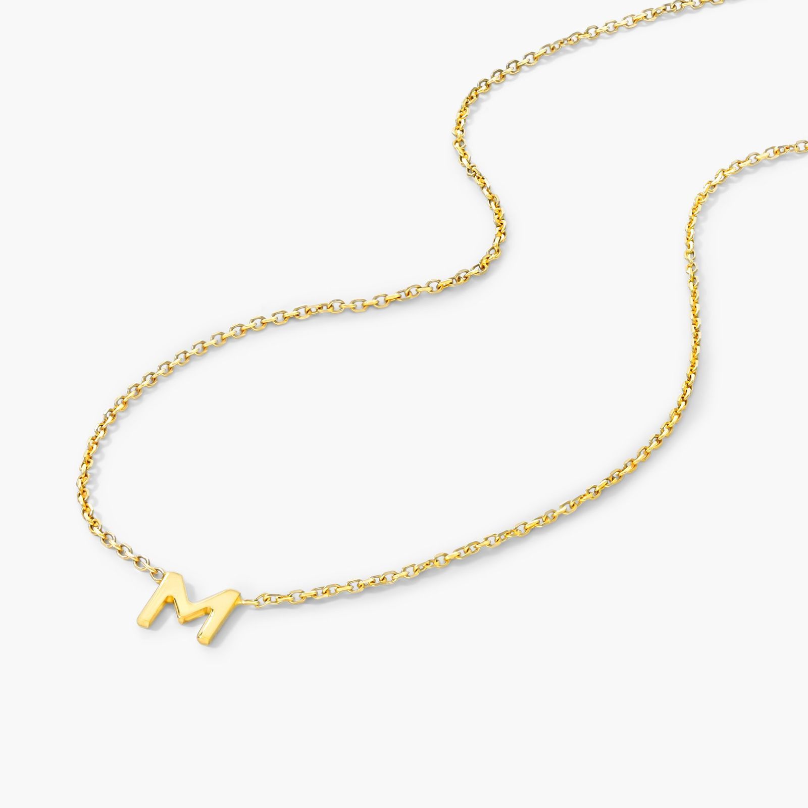 14K Yellow Gold Mini Initial M Necklace