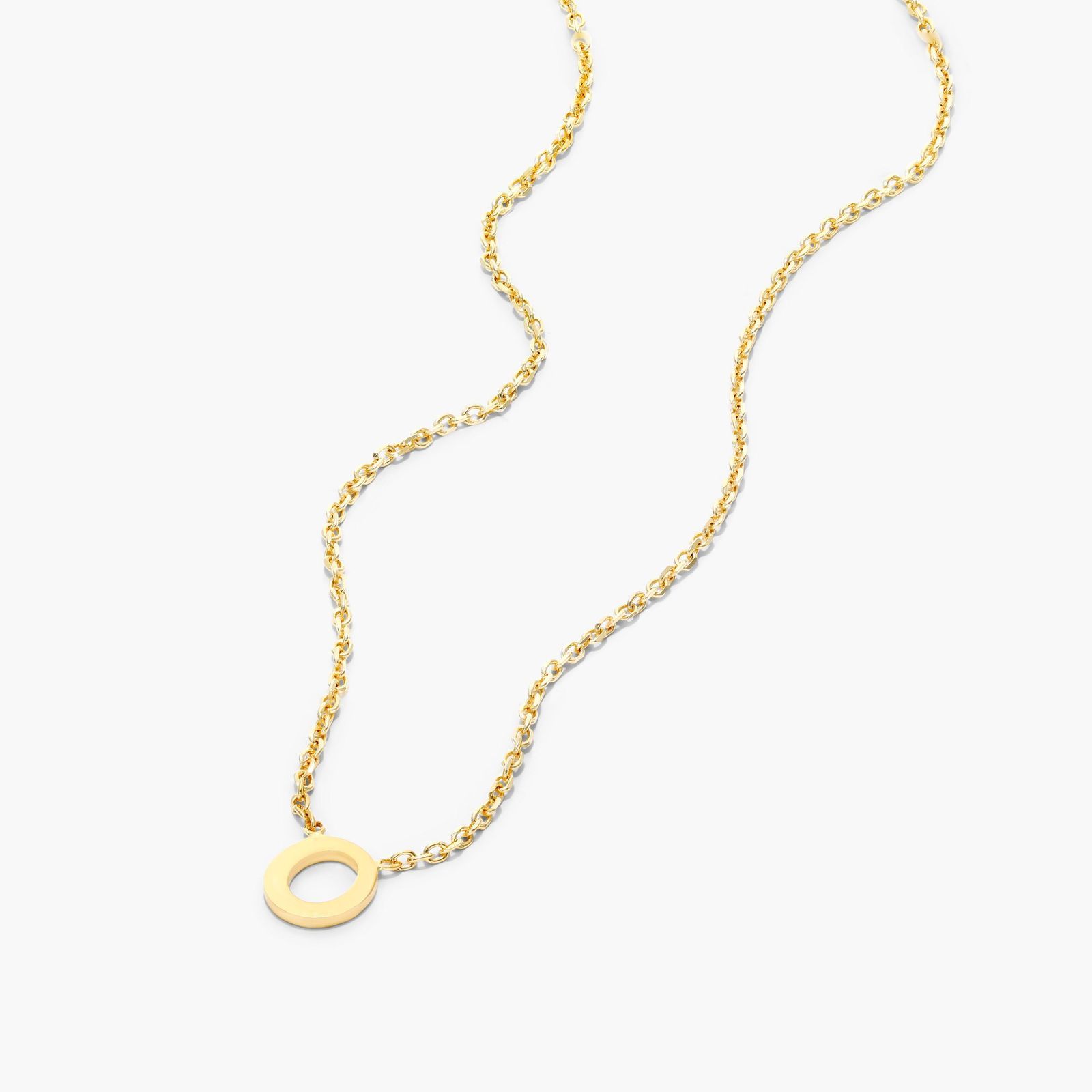 14K Yellow Gold Mini Initial O Necklace