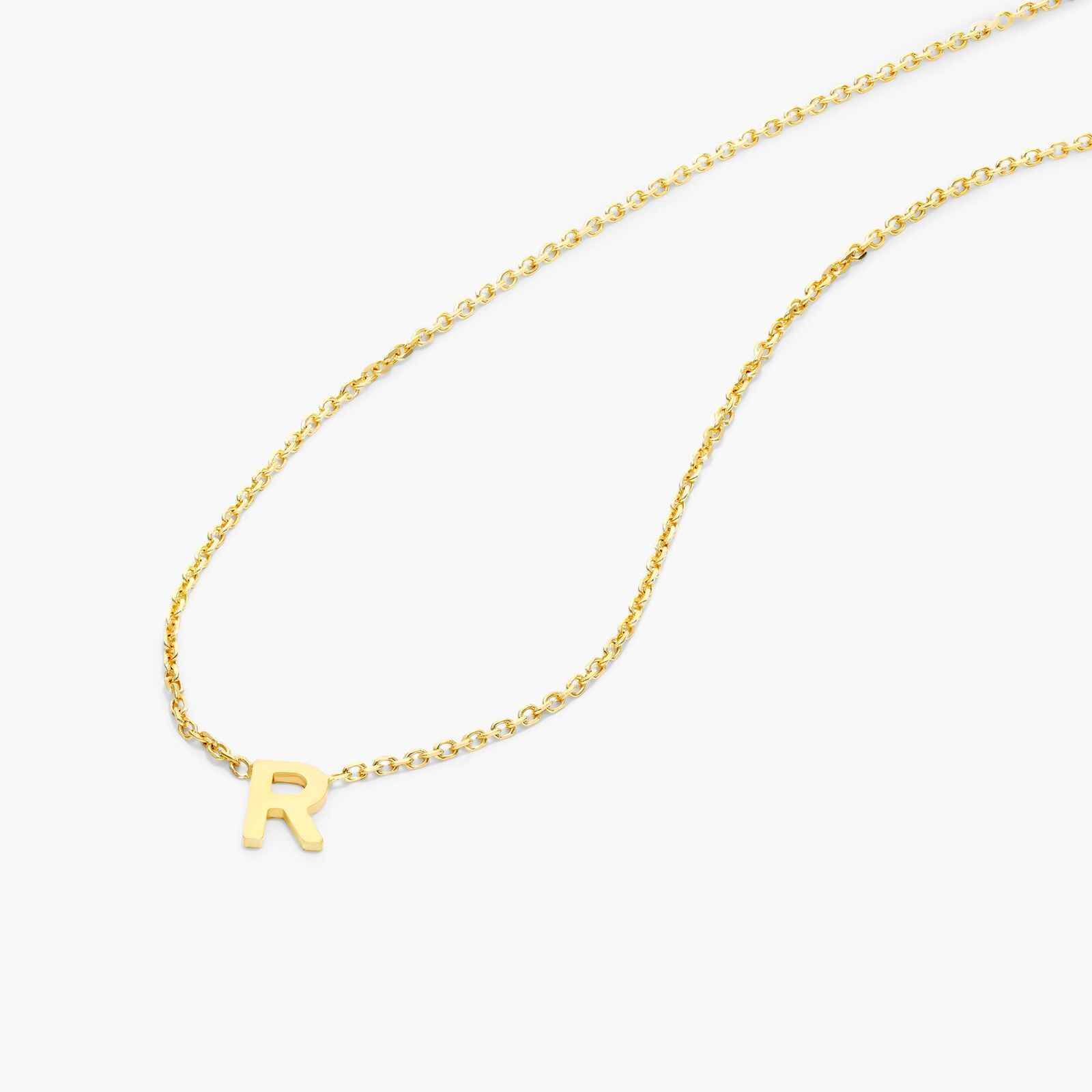 14K Yellow Gold Mini Initial R Necklace