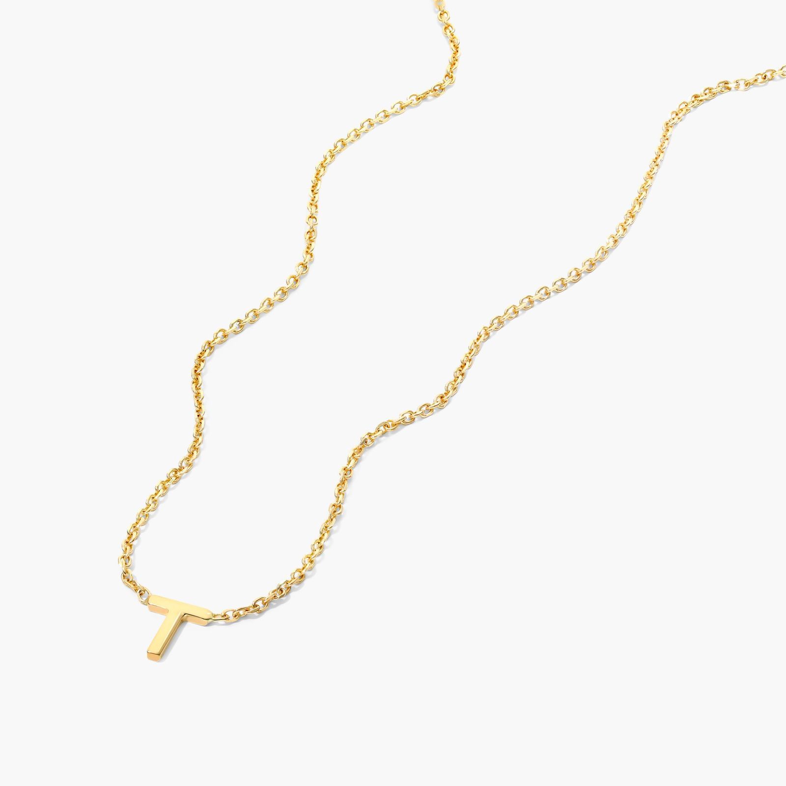 14K Yellow Gold Mini Initial T Necklace