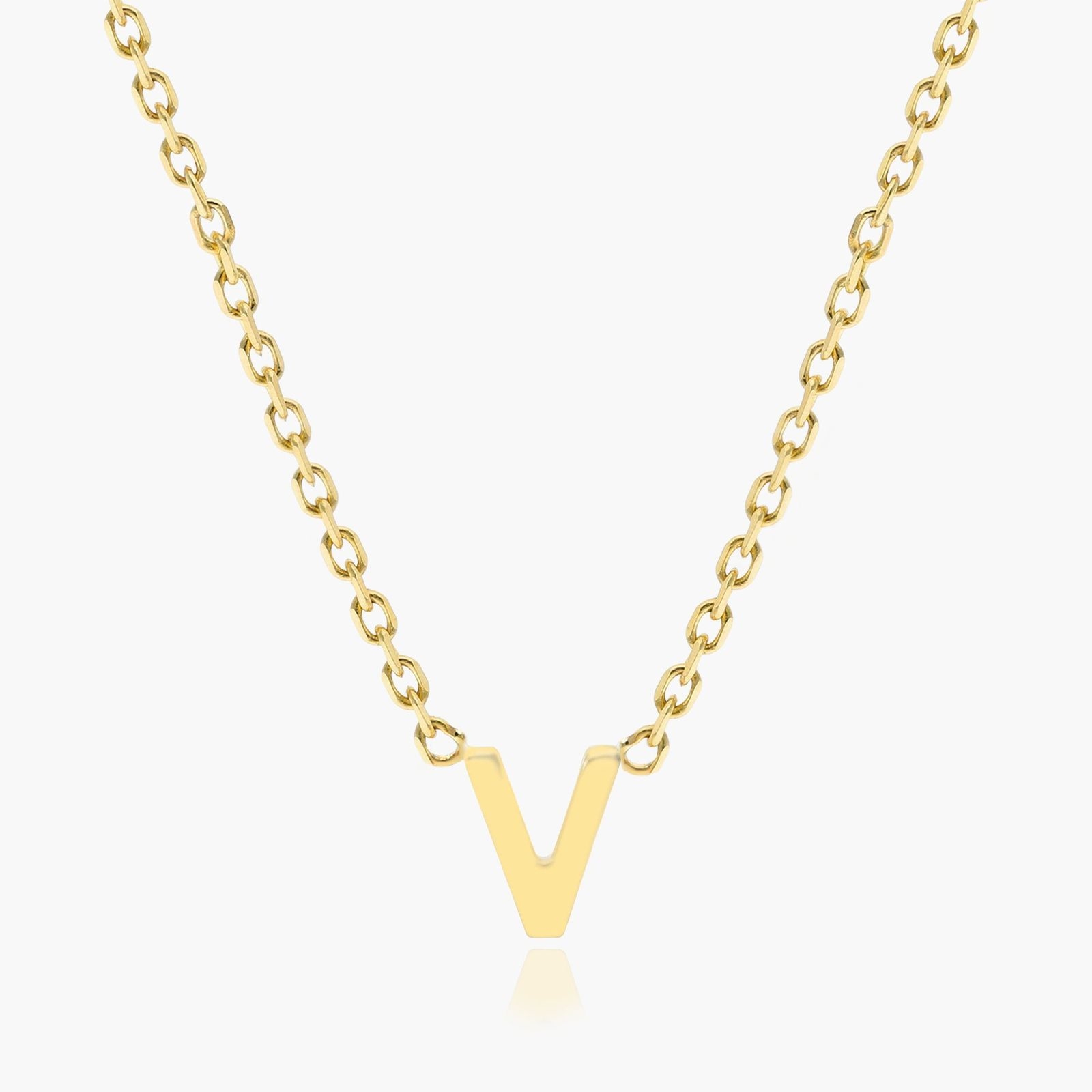9ct Yellow Gold Diamond Initial 'V' Necklace main image 1