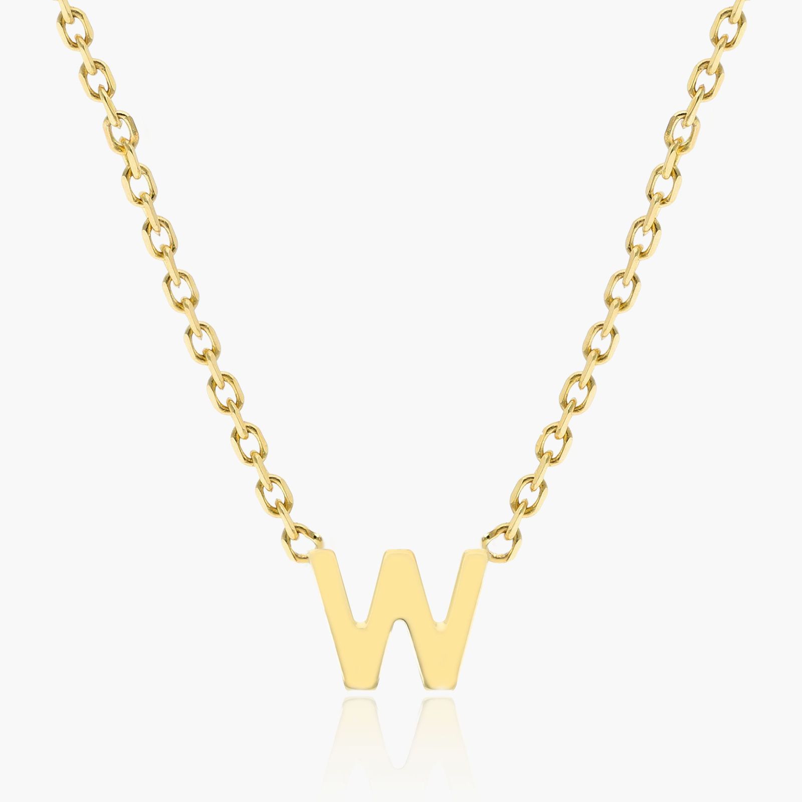 14K Yellow Gold Mini Initial W Necklace-9519892y14