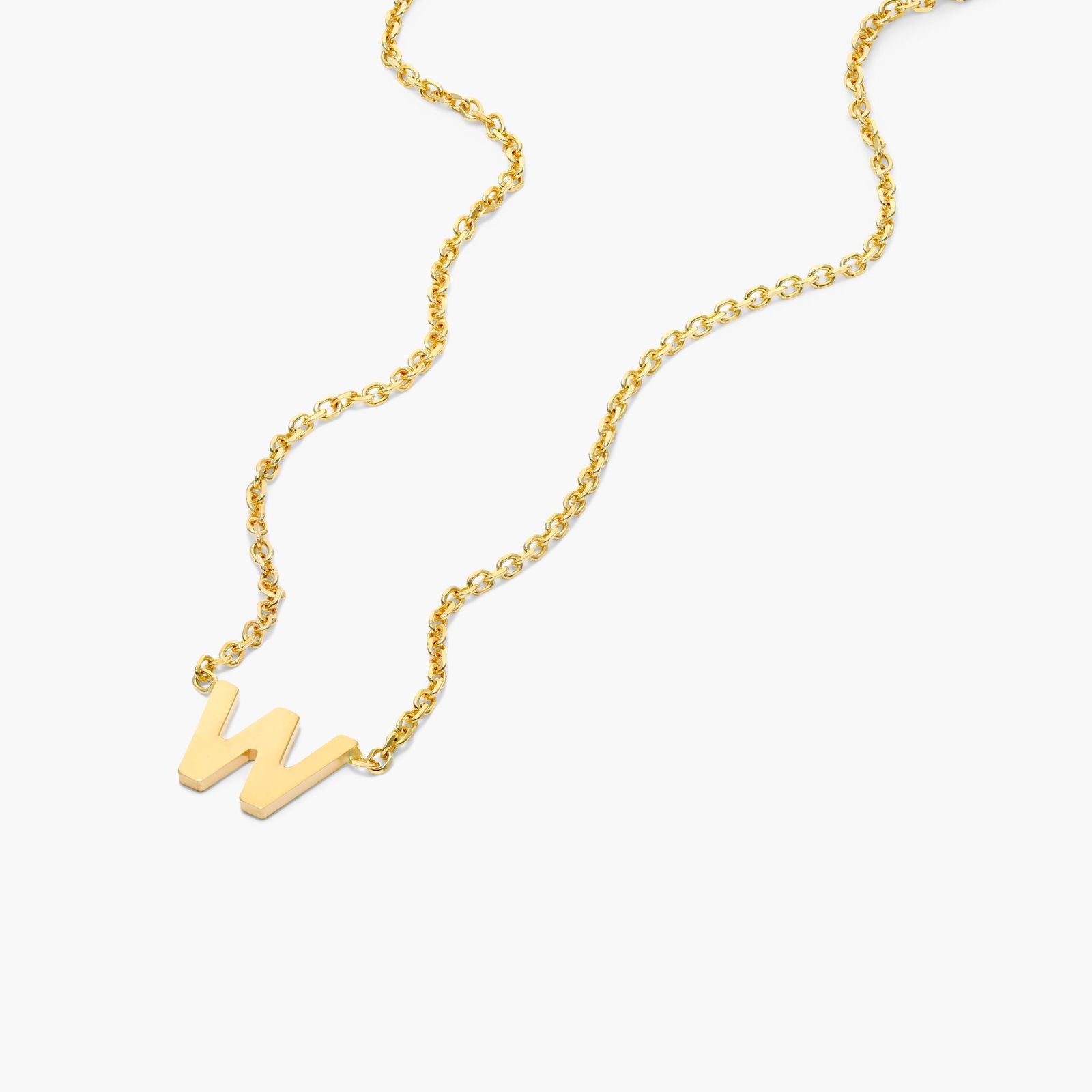 14K Yellow Gold Mini Initial W Necklace