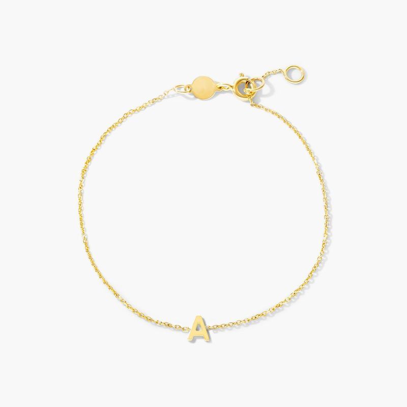 Mini Initial A Bracelet In 14K Yellow Gold