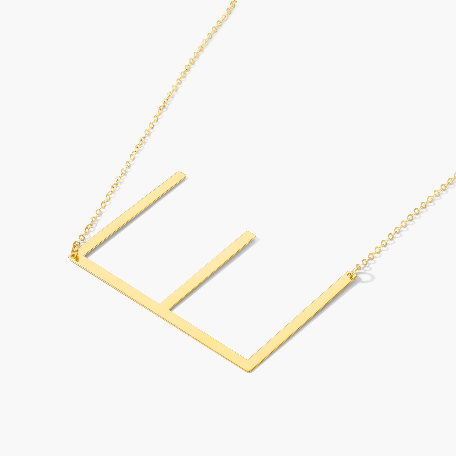 14K Yellow Gold Large Initial E Necklace